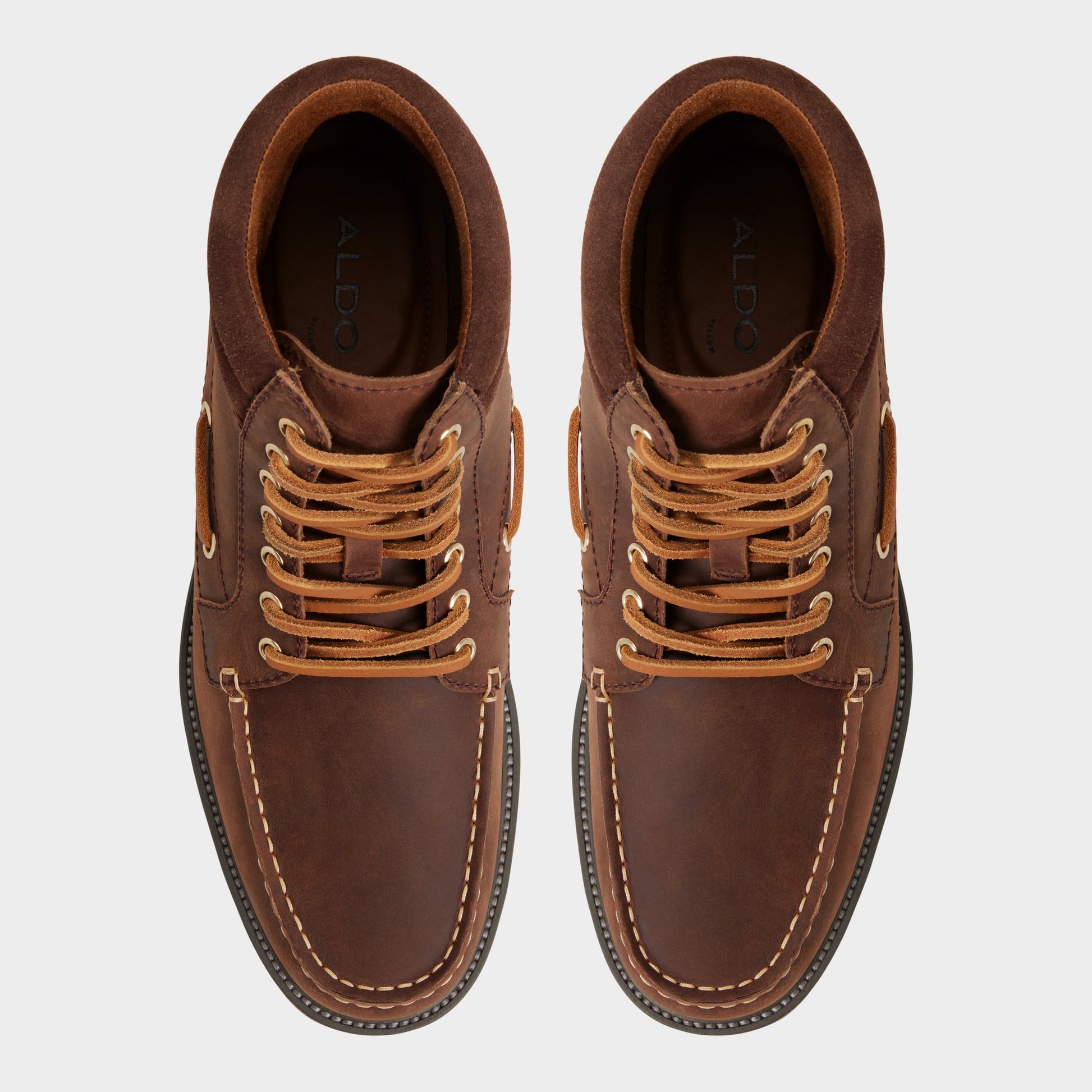 Top-down view of the Medium Brown Farrell Combat boot
