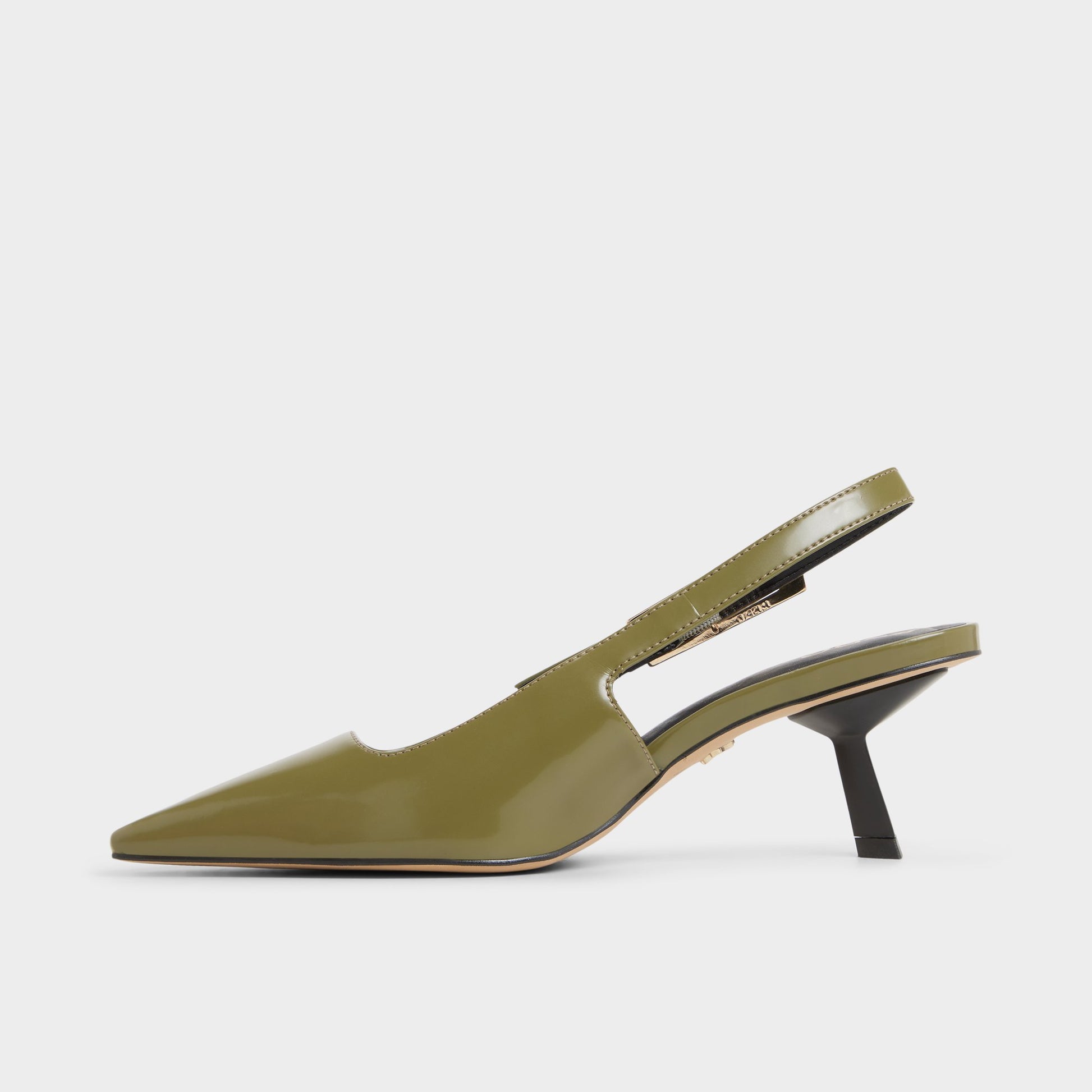 Side view of Khaki Nealie Slingback heel