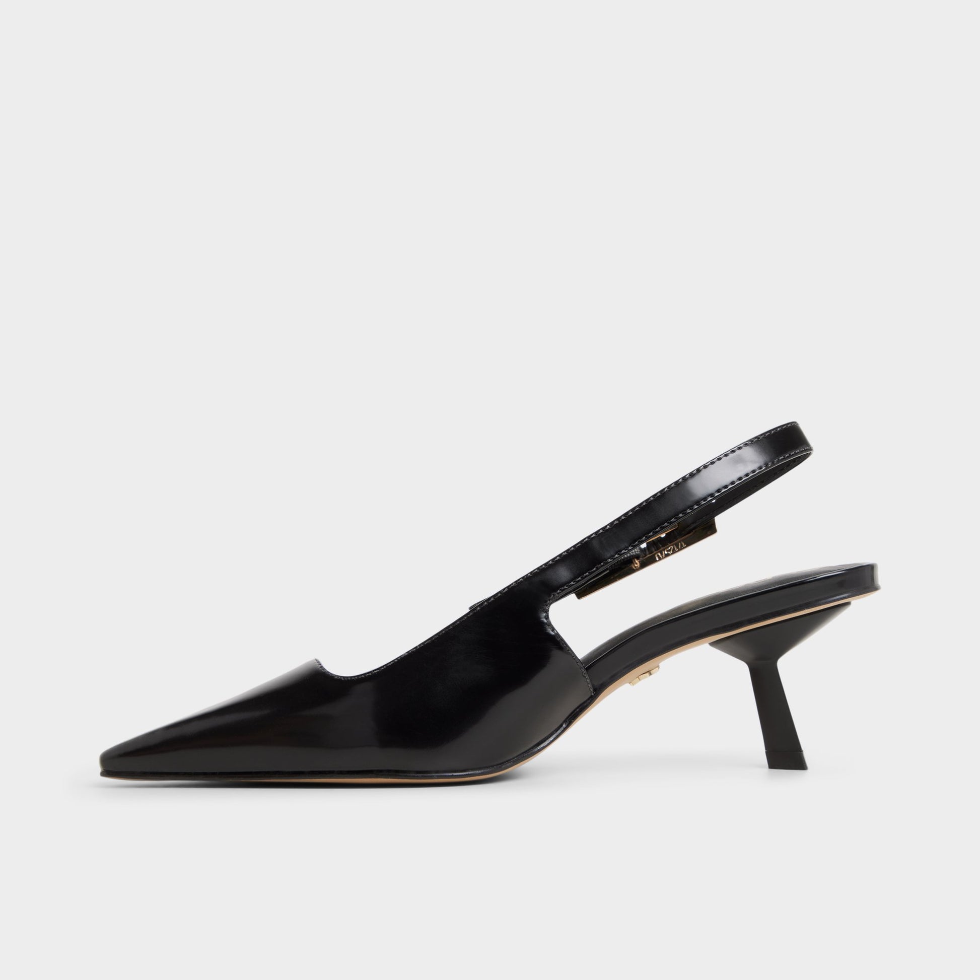 Side view of Black Nealie Slingback heel
