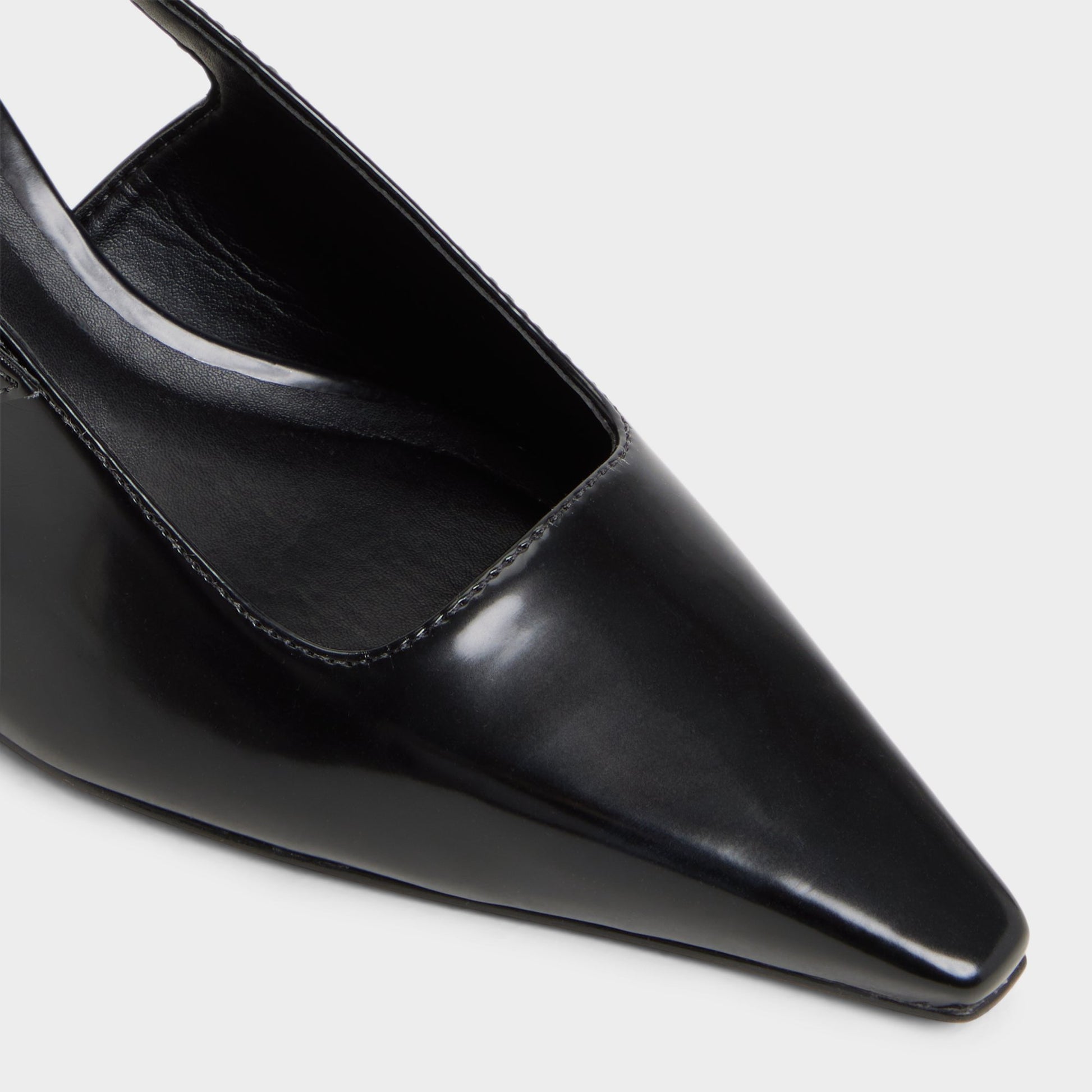 Close-up of the Black Nealie Slingback heel