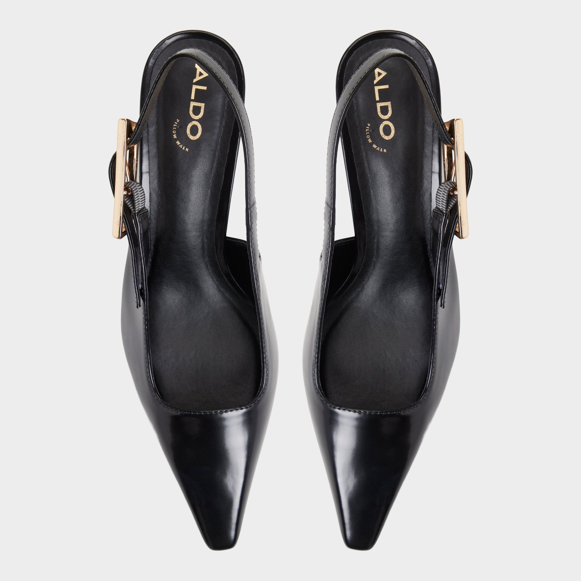 Top-down view of the Black Nealie Slingback heel