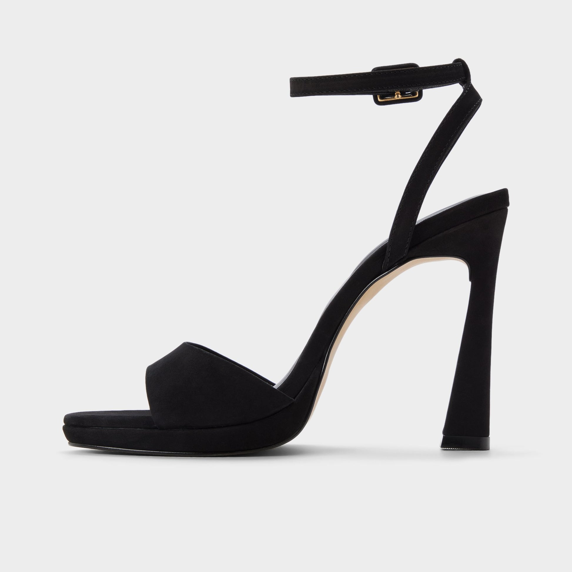 Side view of Black Ivette Heeled sandal