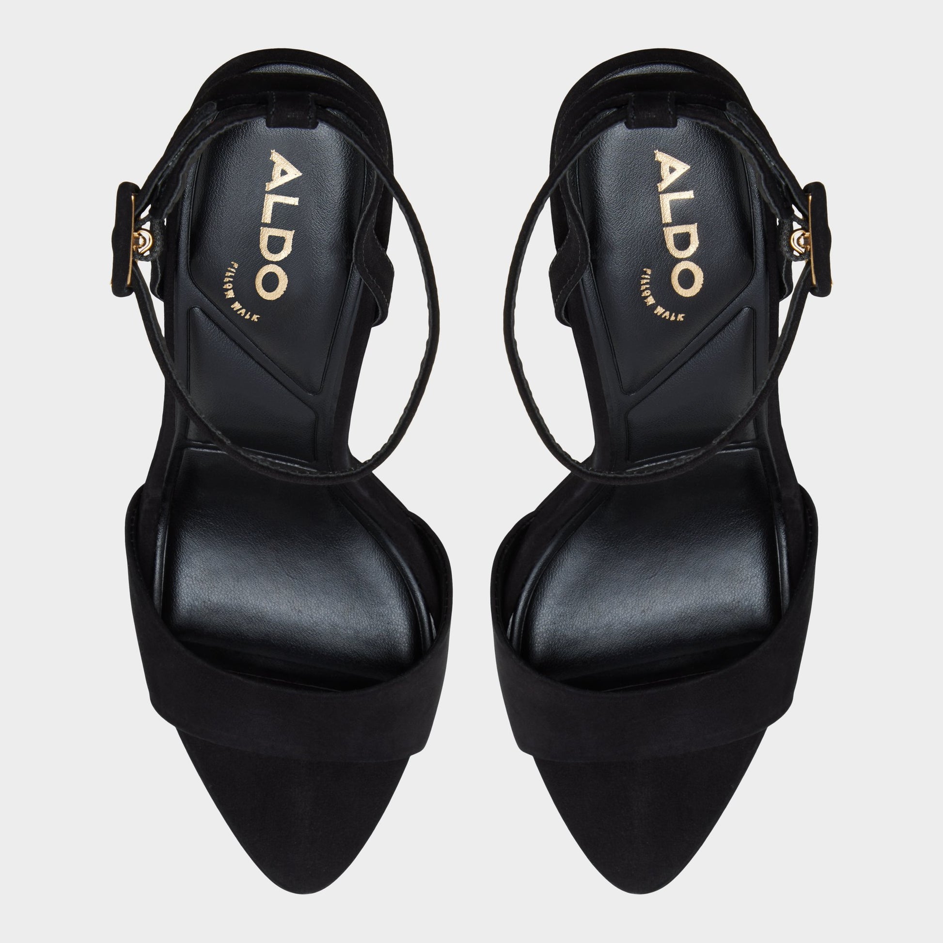 Top-down view of the Black Ivette Heeled sandal