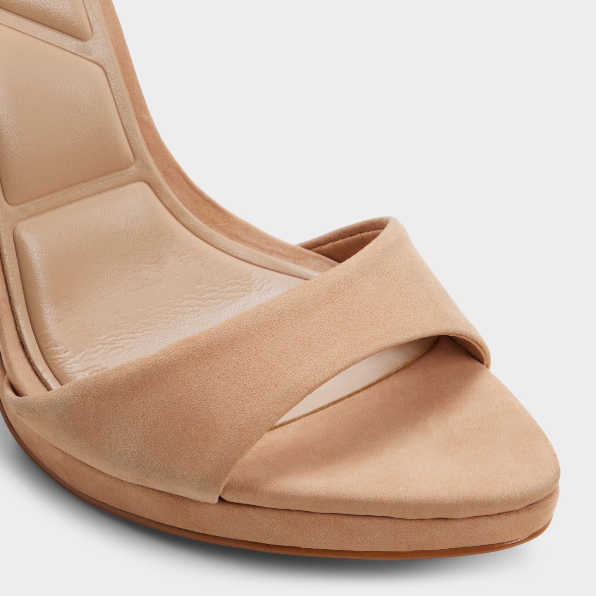Close-up of the Medium Beige Ivette Strappy heeled sandal