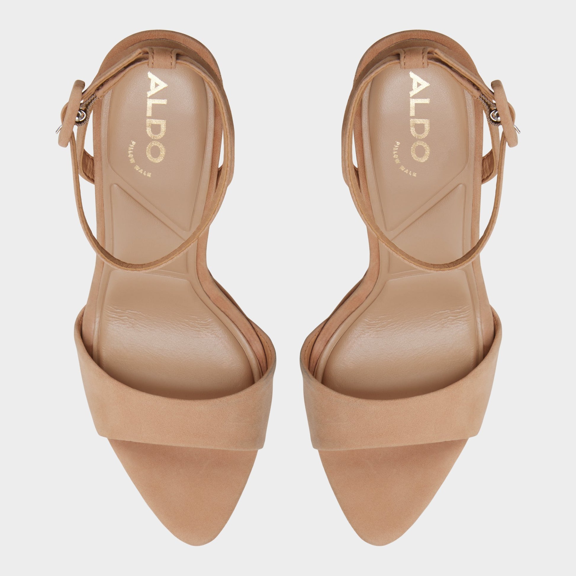 Top-down view of the Medium Beige Ivette Strappy heeled sandal