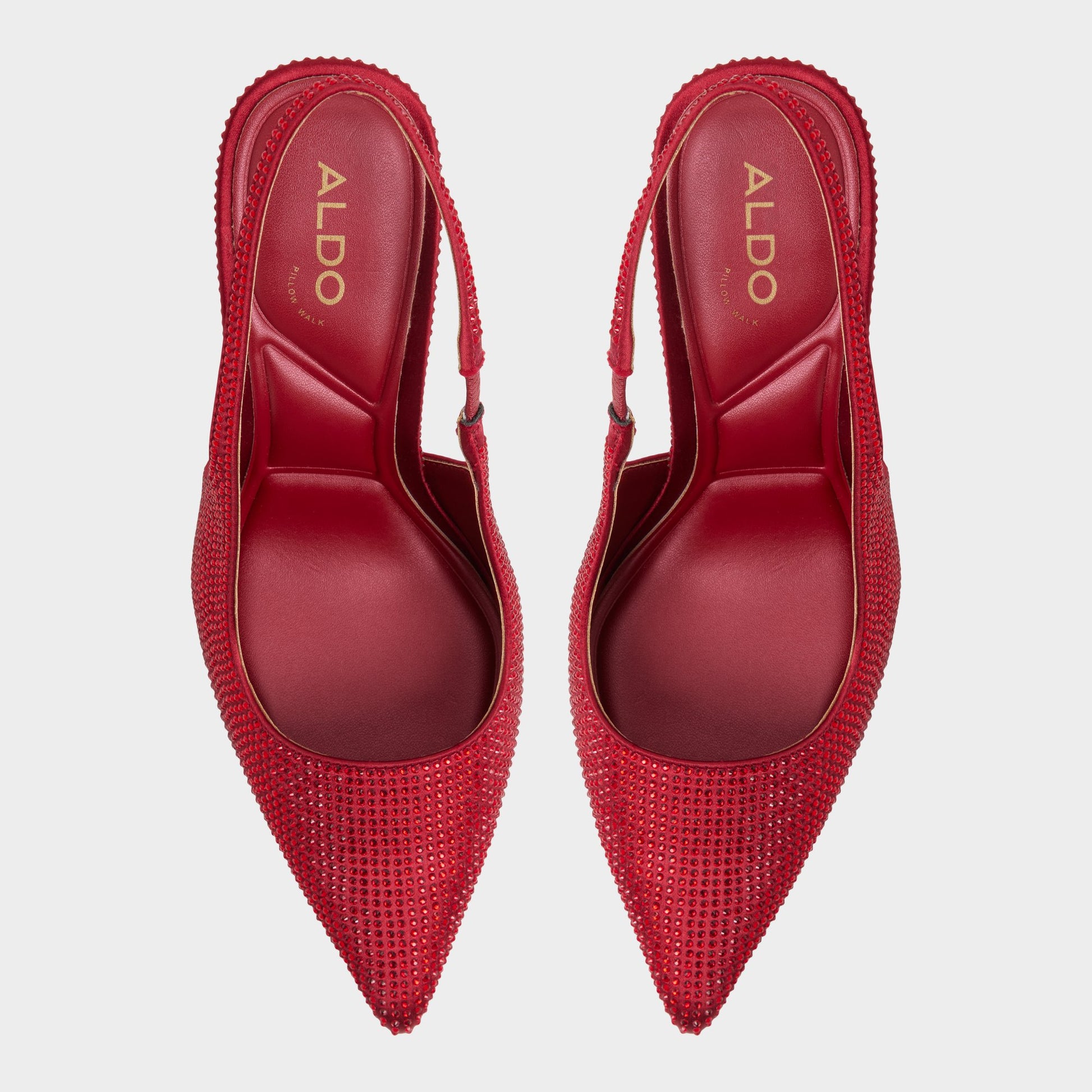 Top-down view of the Dark red Lovebloom-xt Slingback heel