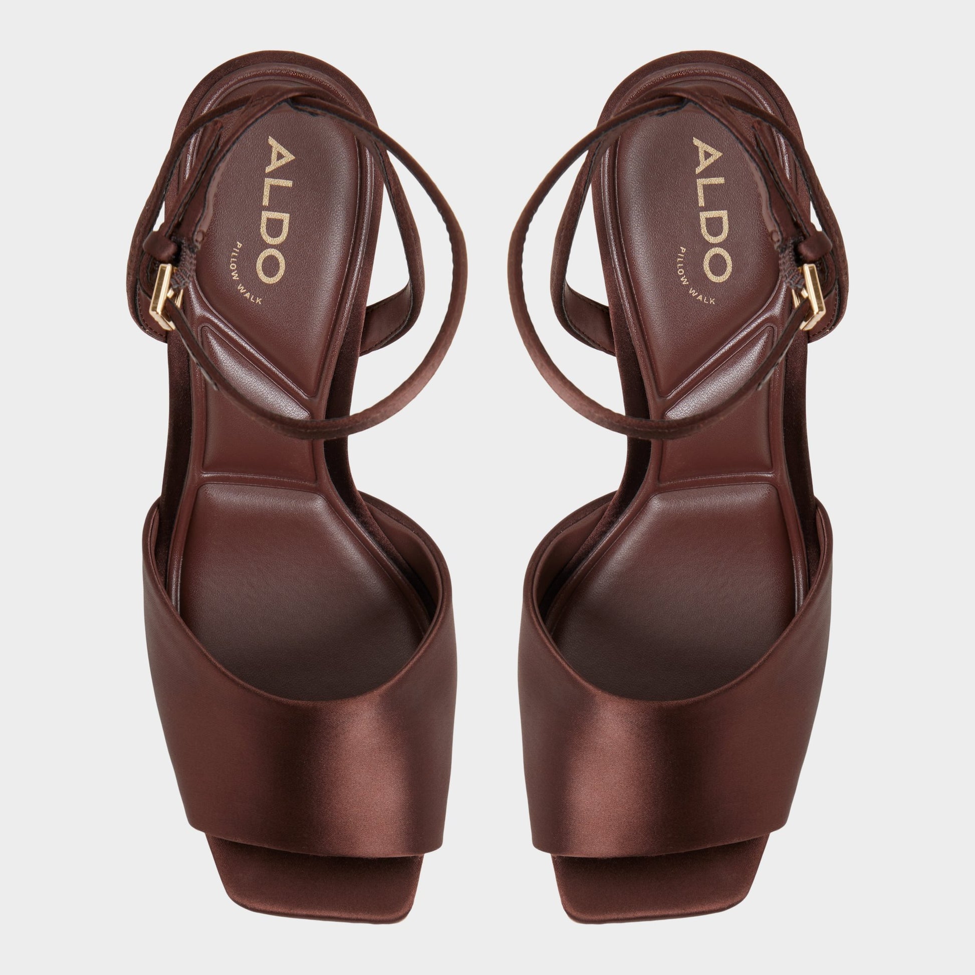 Top-down view of the Dark brown Kaiasien Strappy heeled sandal