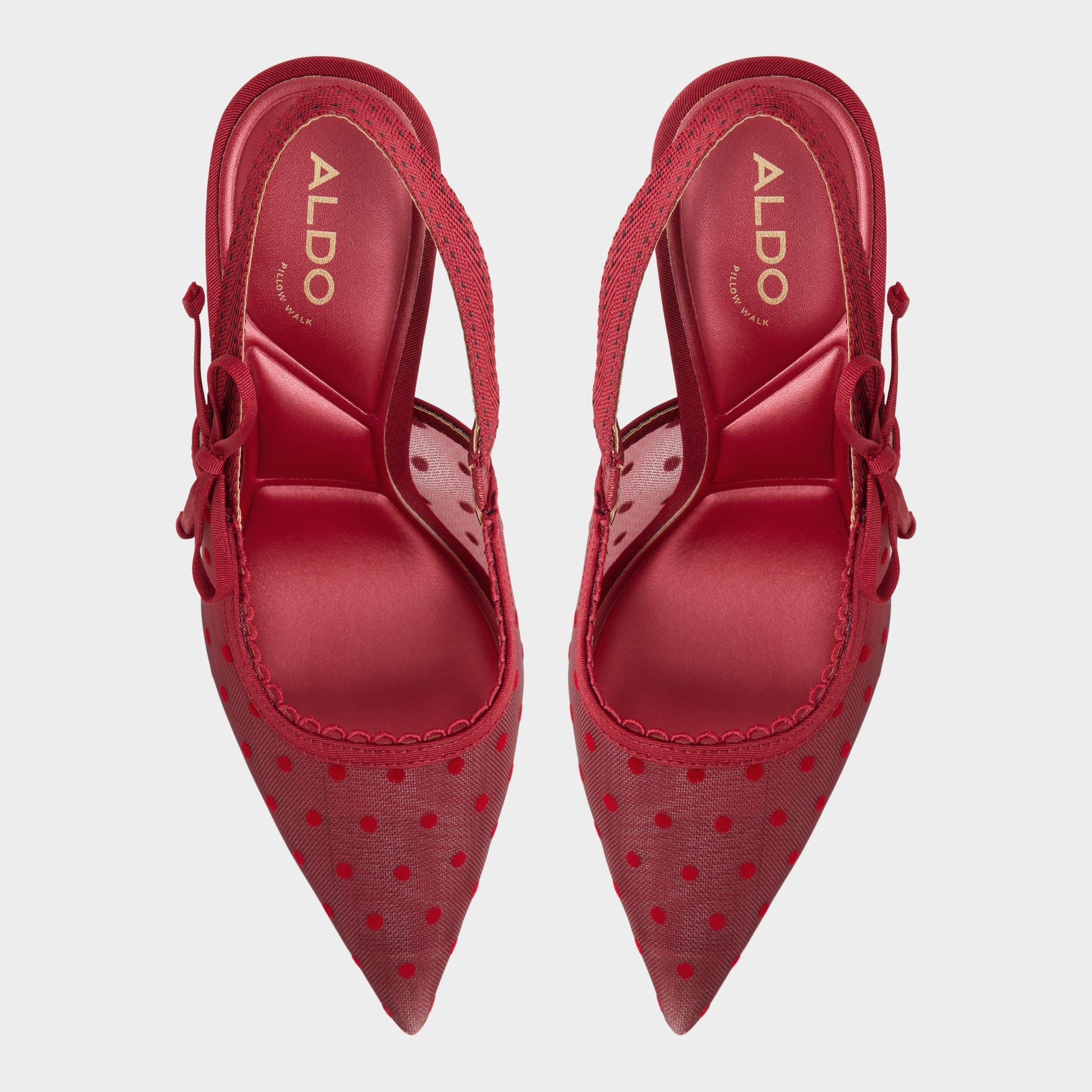 Top-down view of the Dark red Hennie Slingback heel