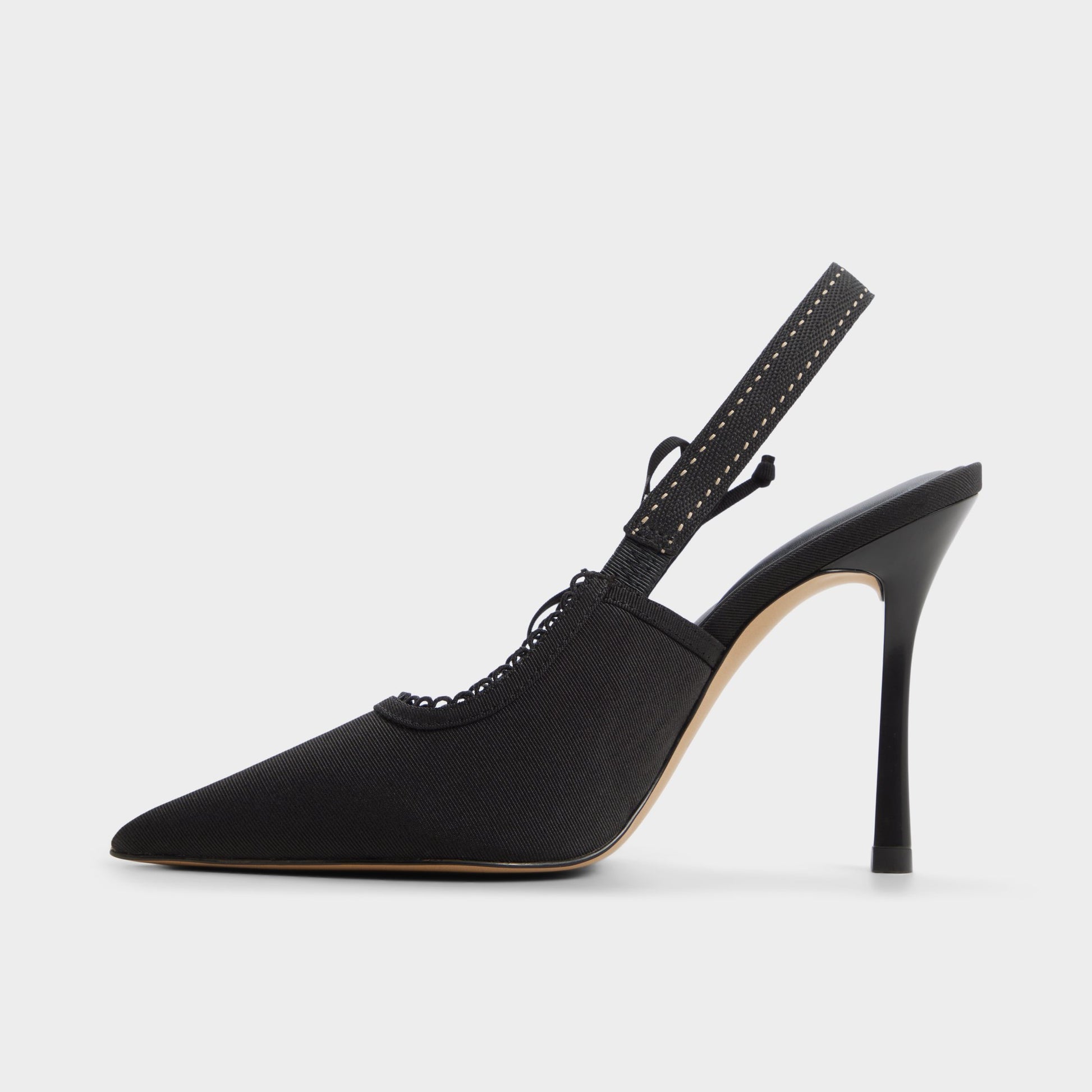 Side view of Other black Hennie Slingback heel