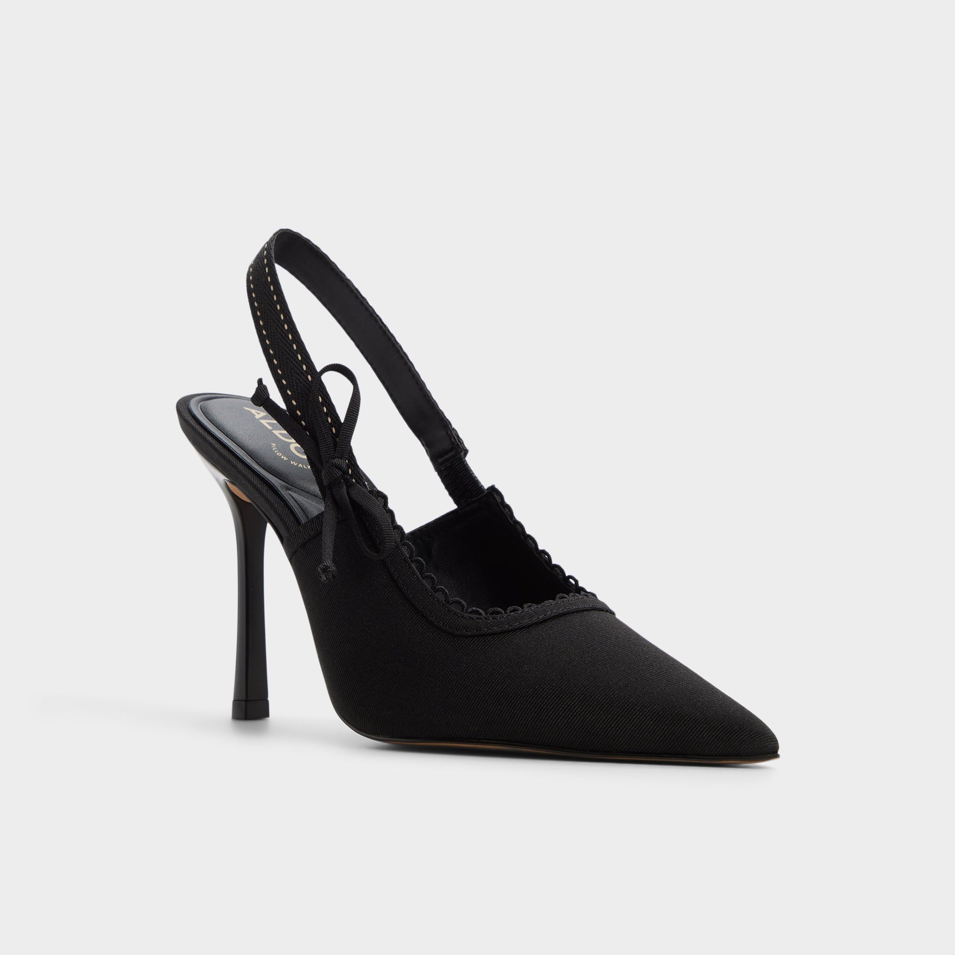 Three-quarter angle of Other black Hennie Slingback heel's front side