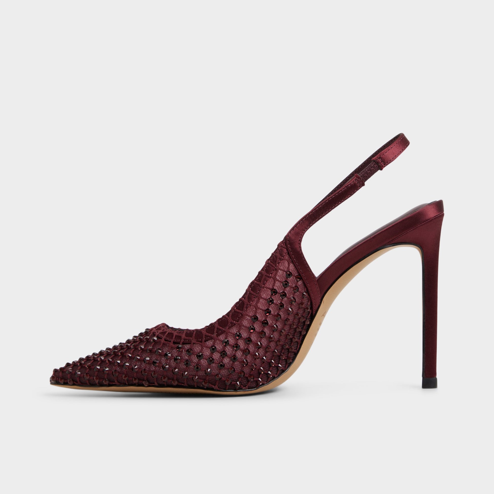 Side view of Burgundy Marciana Slingback heel