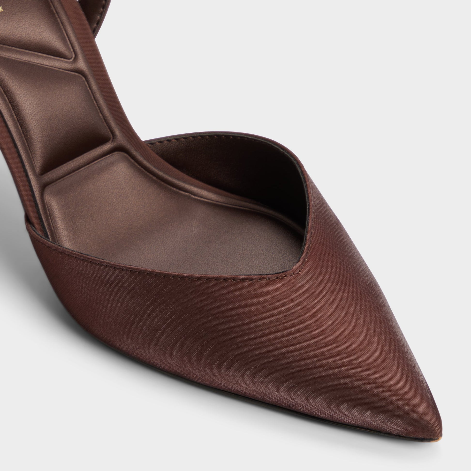 Close-up of the Dark Brown Carolling Strappy heeled shoe