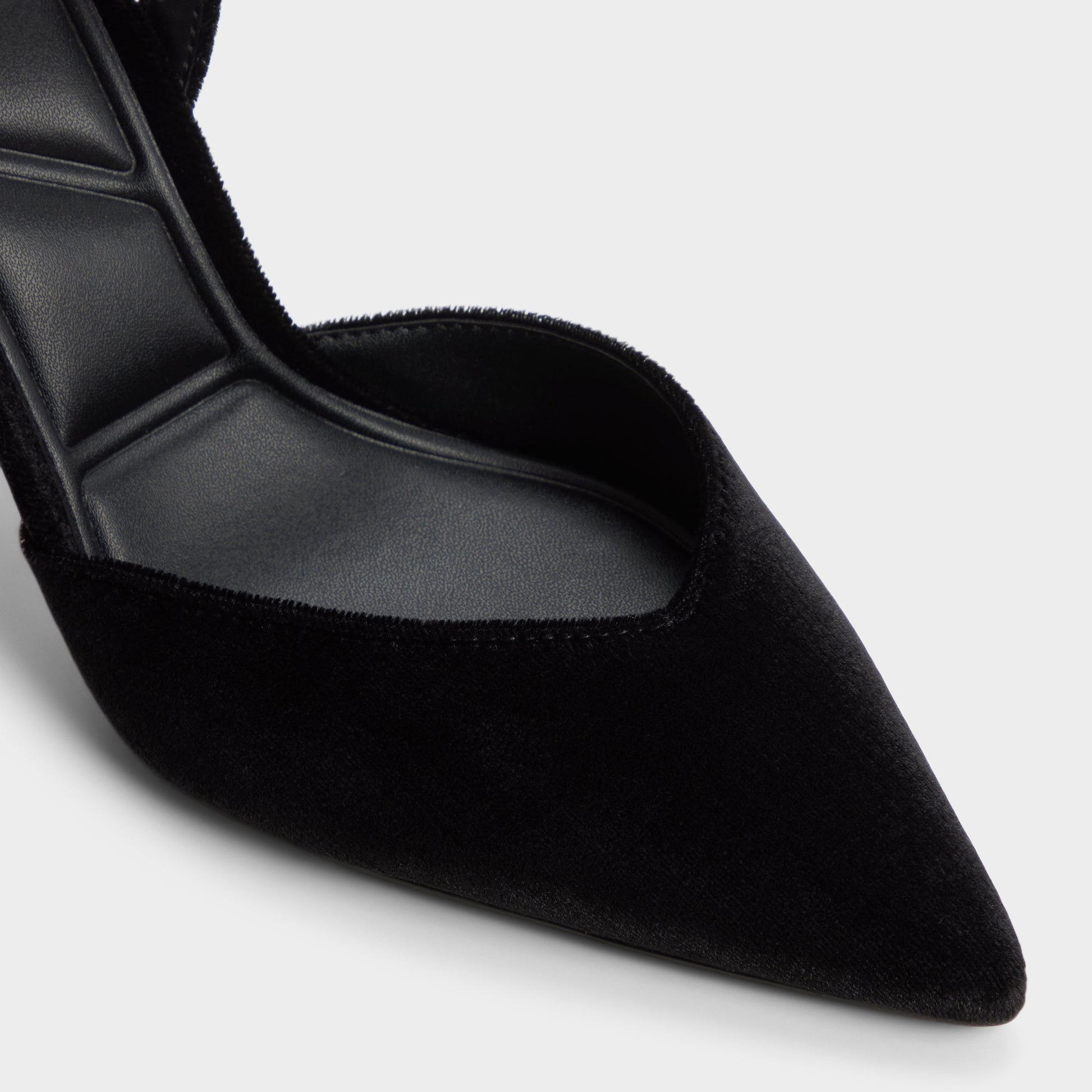 Close-up of the Black Carolling Strappy heeled shoe