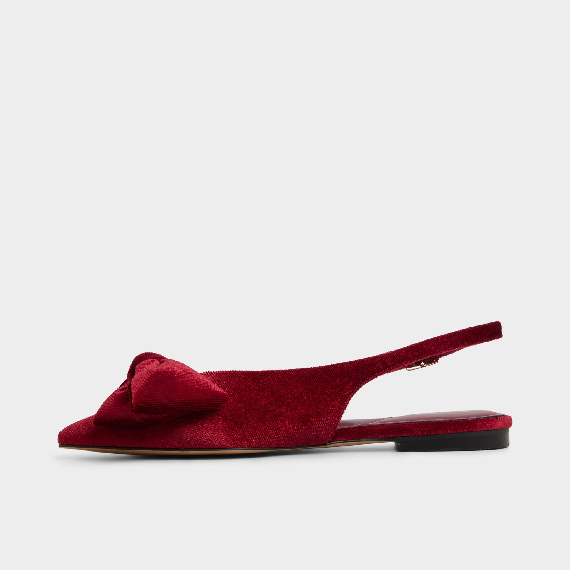 Vue latérale de Rouge Moyen Festive Ballerine à bride arrière