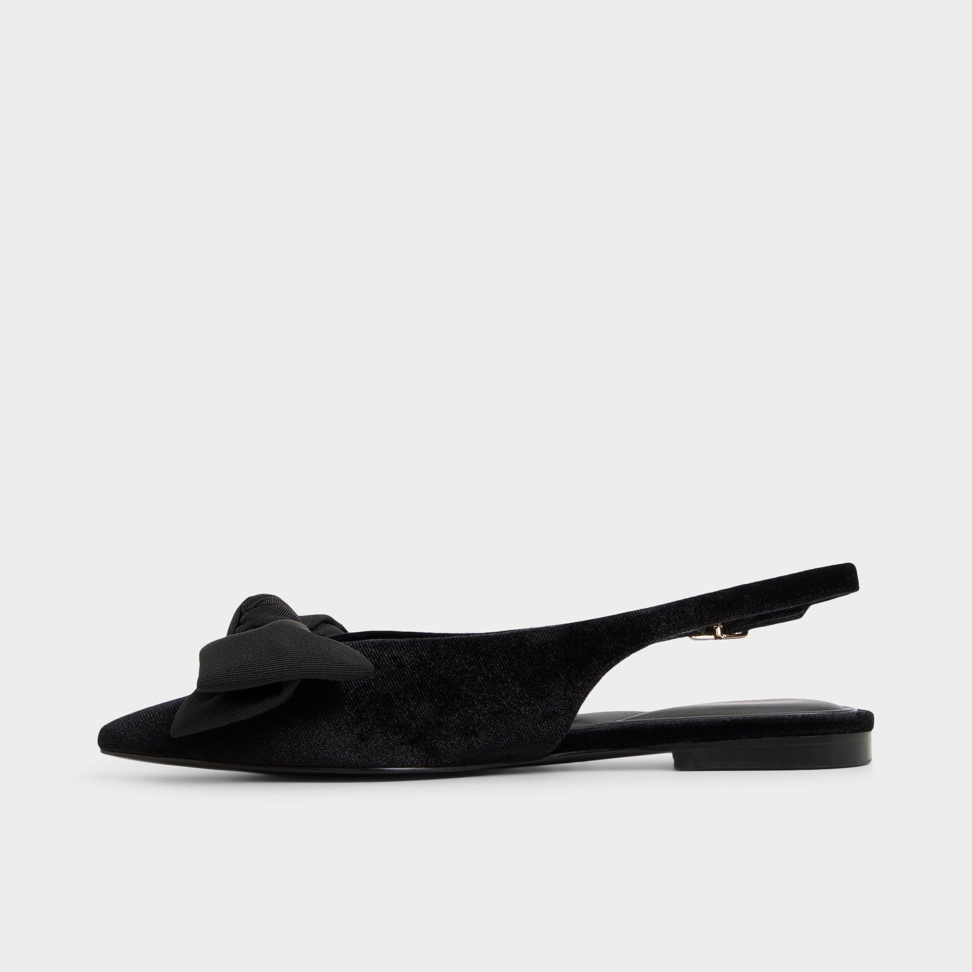 Side view of Black Festive Slingback ballerina