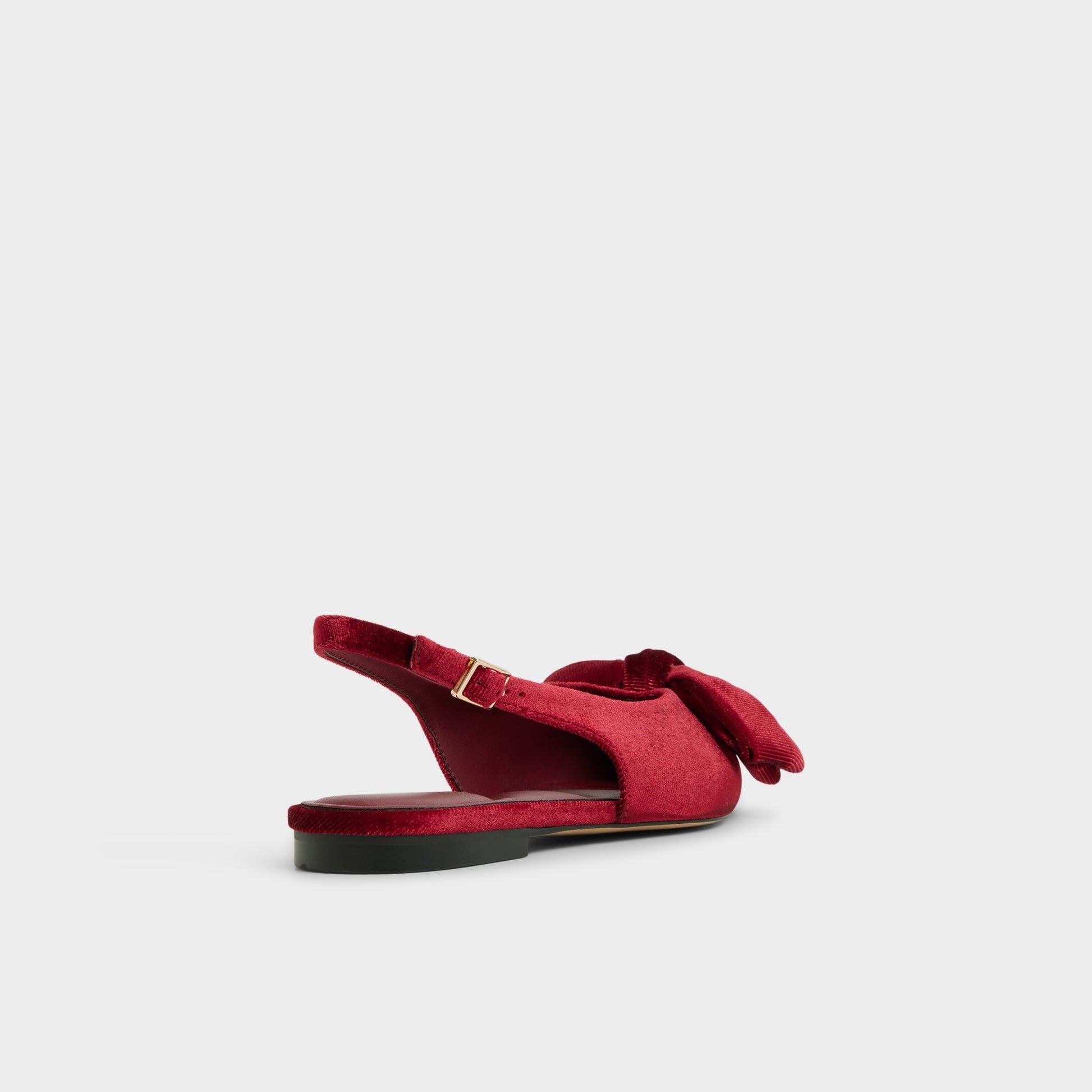 Three-quarter angle of Medium red Festive Slingback ballerina's back side