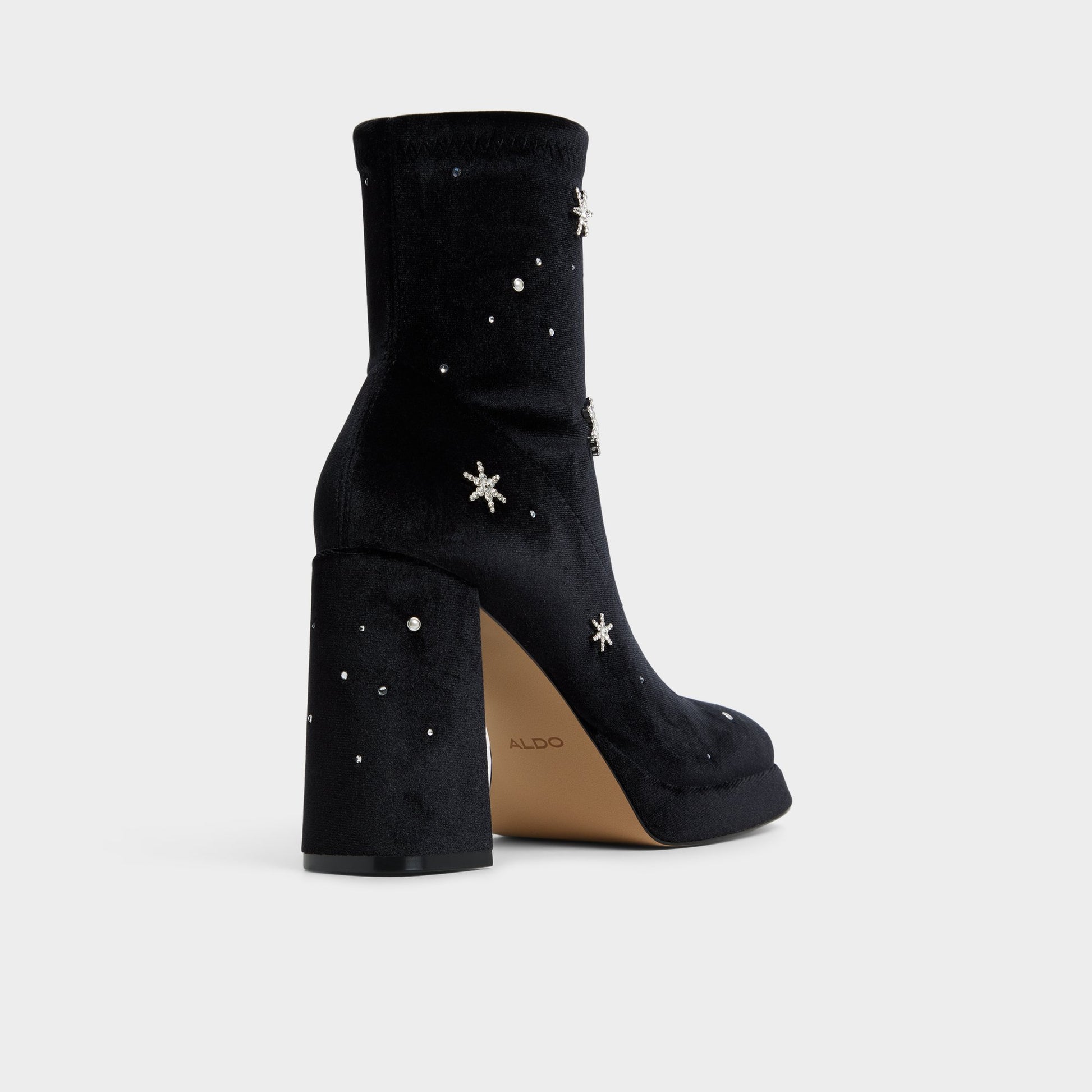 Three-quarter angle of Black Starrie Ankle boot's back side
