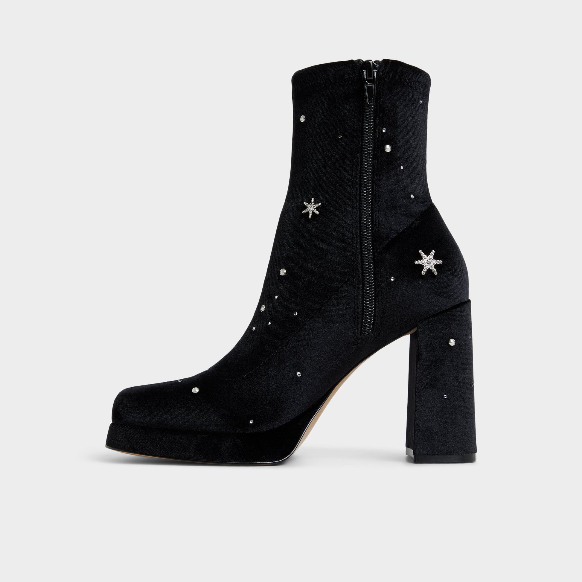 Side view of Black Starrie Ankle boot