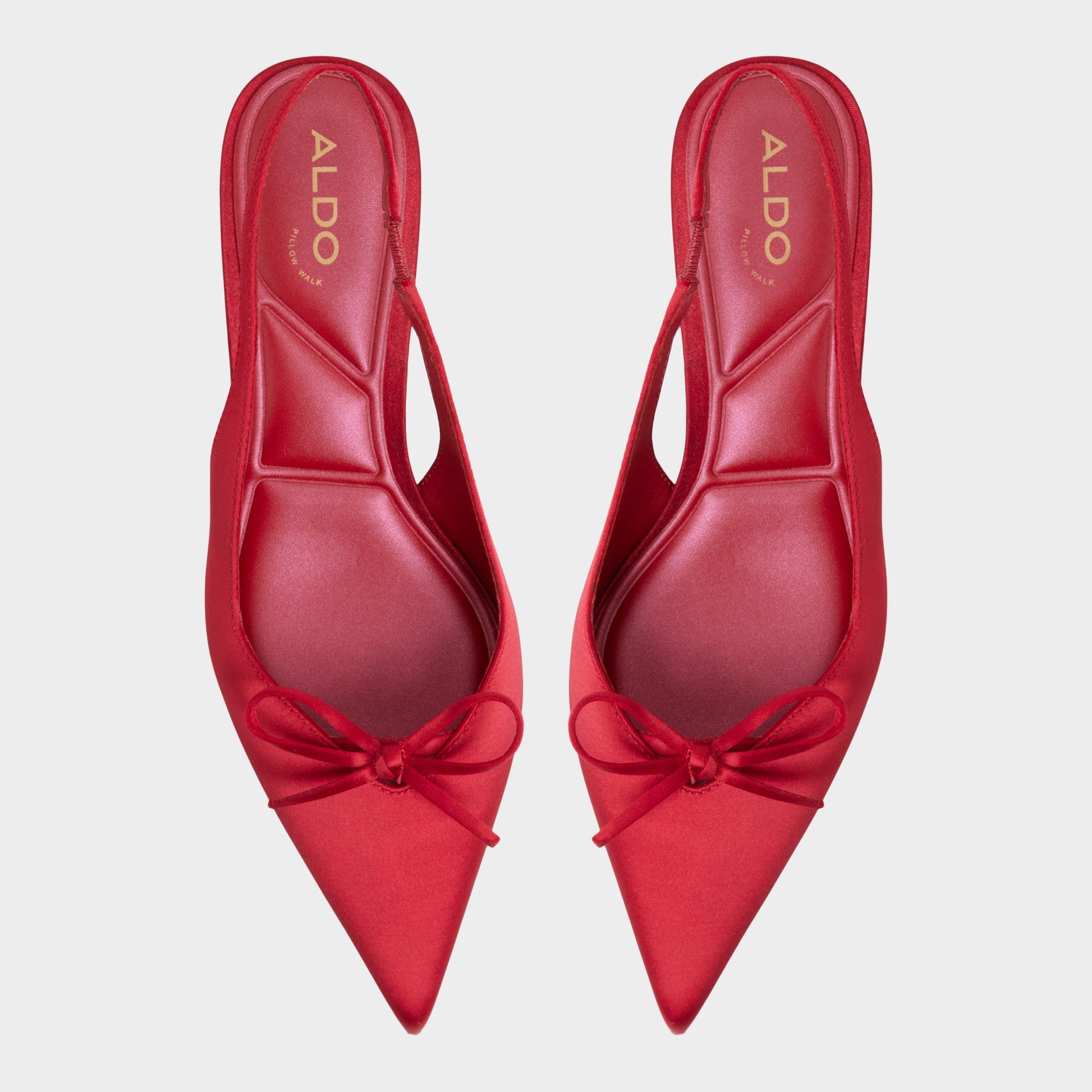 Top-down view of the Dark red Azizza Slingback heel
