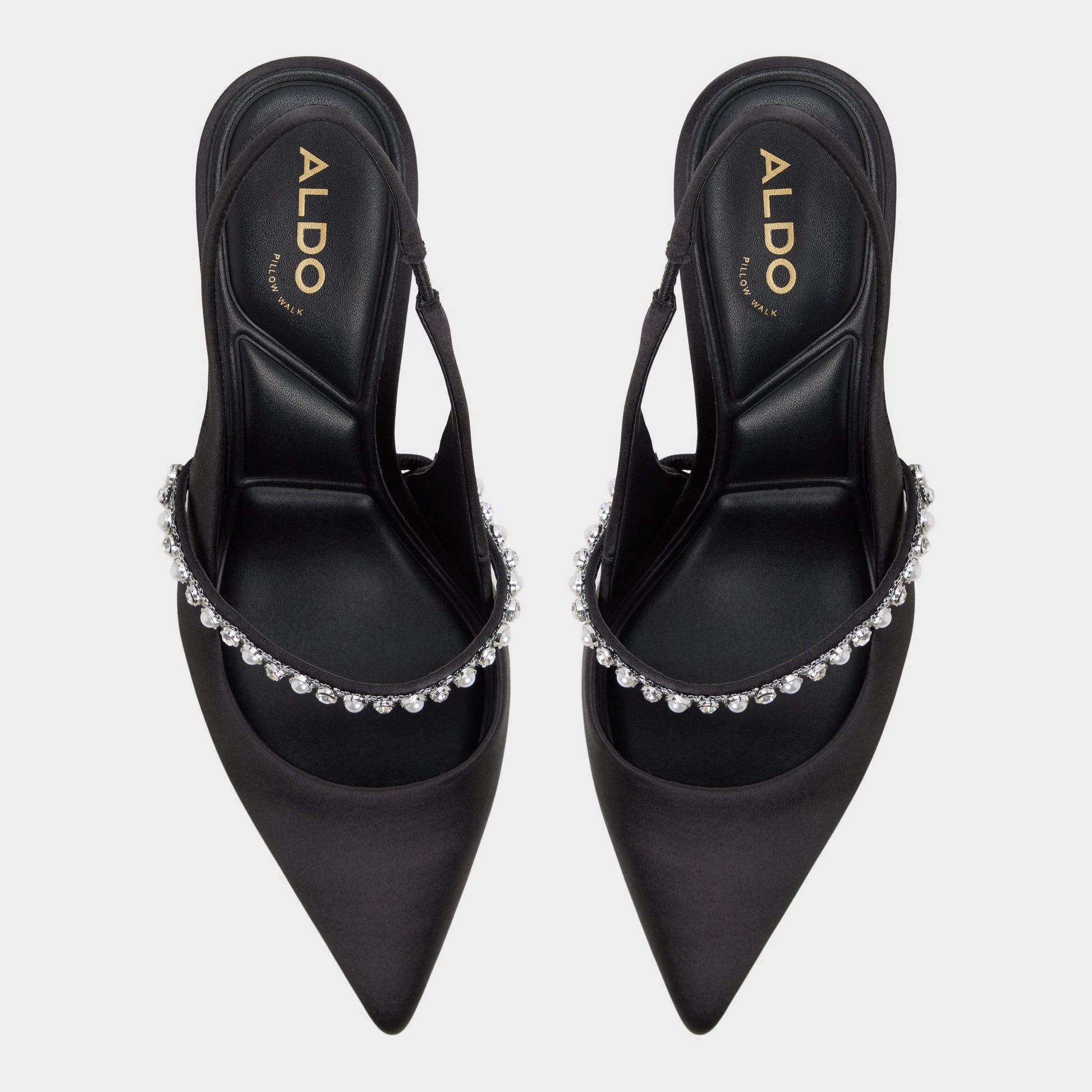 Top-down view of the Other Black Vestia Slingback heel
