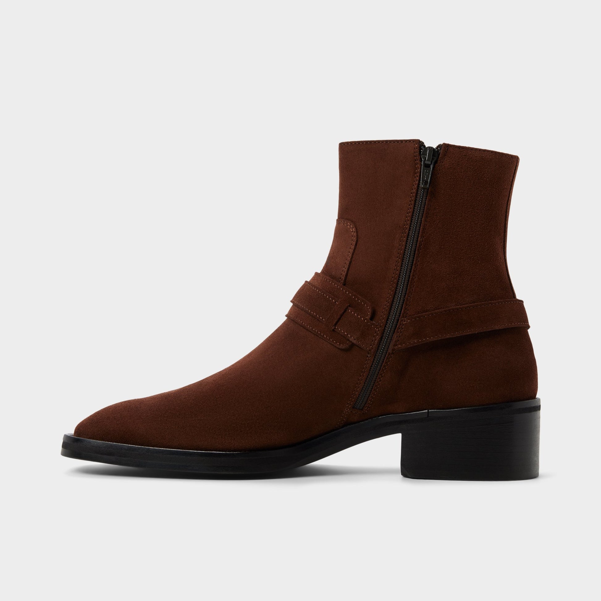 Side view of Dark Brown Marcos Ankle boot