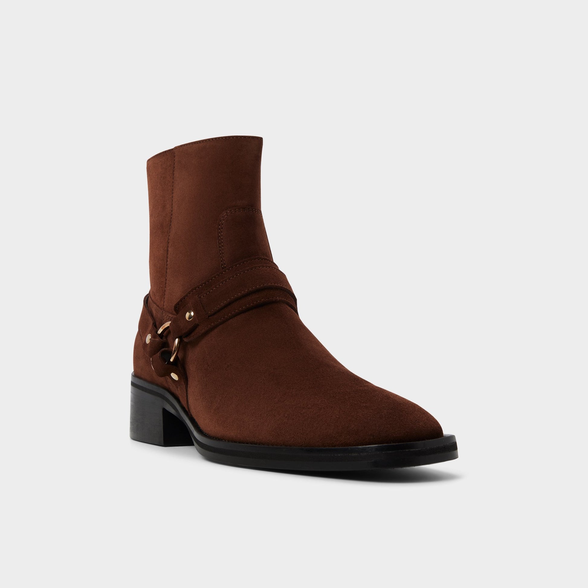 Three-quarter angle of Dark Brown Marcos Ankle boot's front side