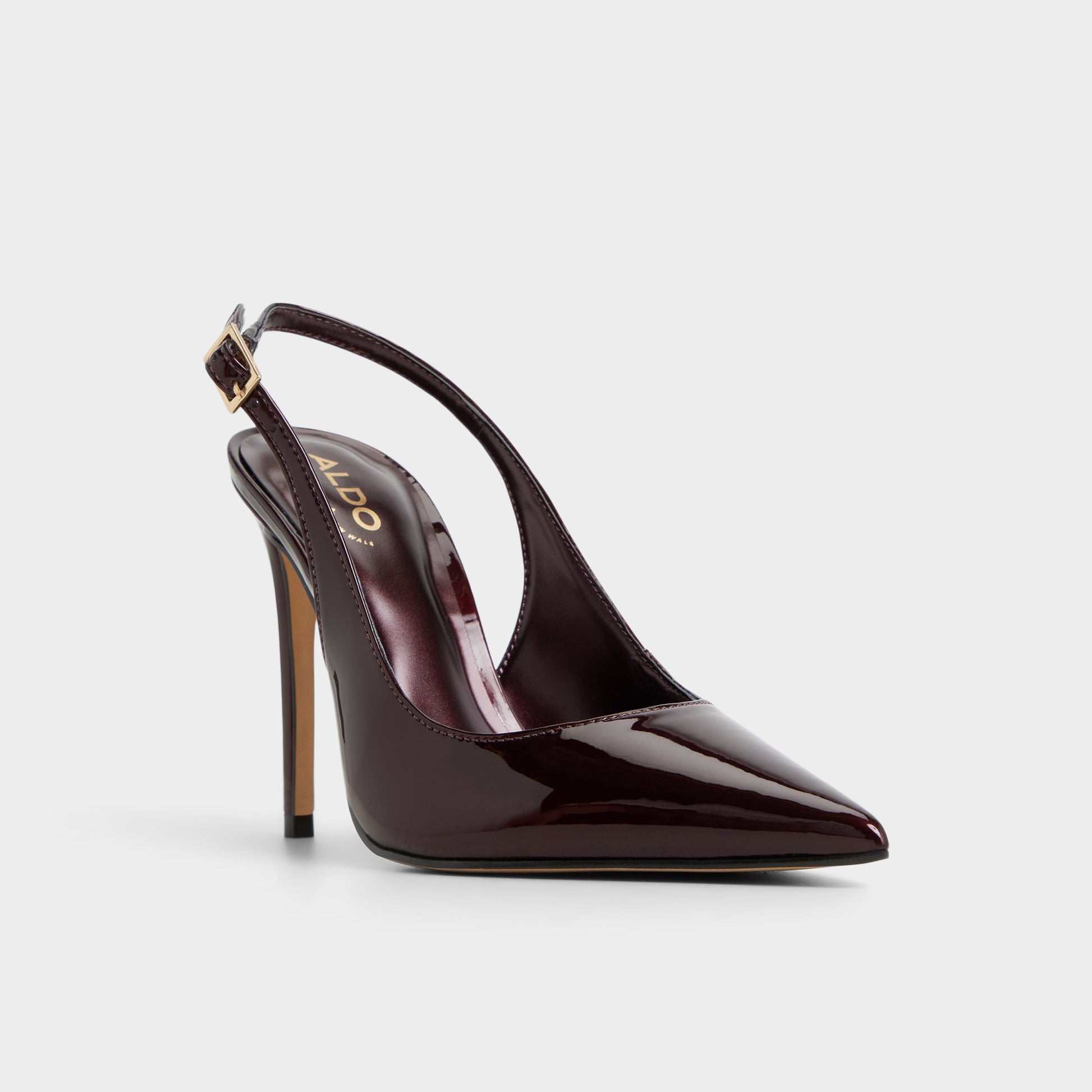Three-quarter angle of Dark Brown Stessysling Slingback heel's front side