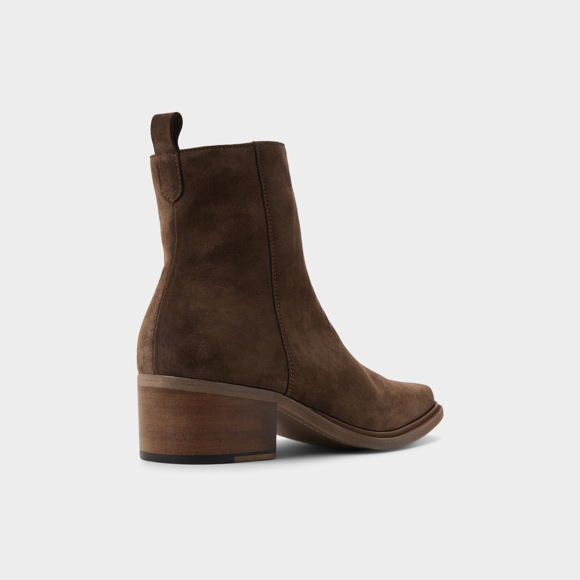 Three-quarter angle of Taupe Zappa Ankle boot's back side