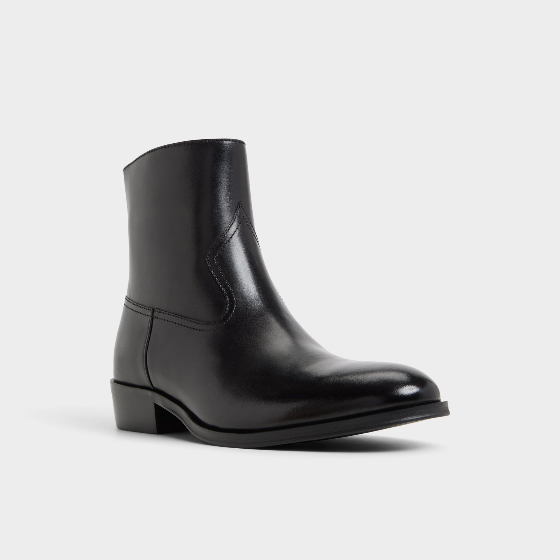 Three-quarter angle of Black Calix Ankle boot's front side