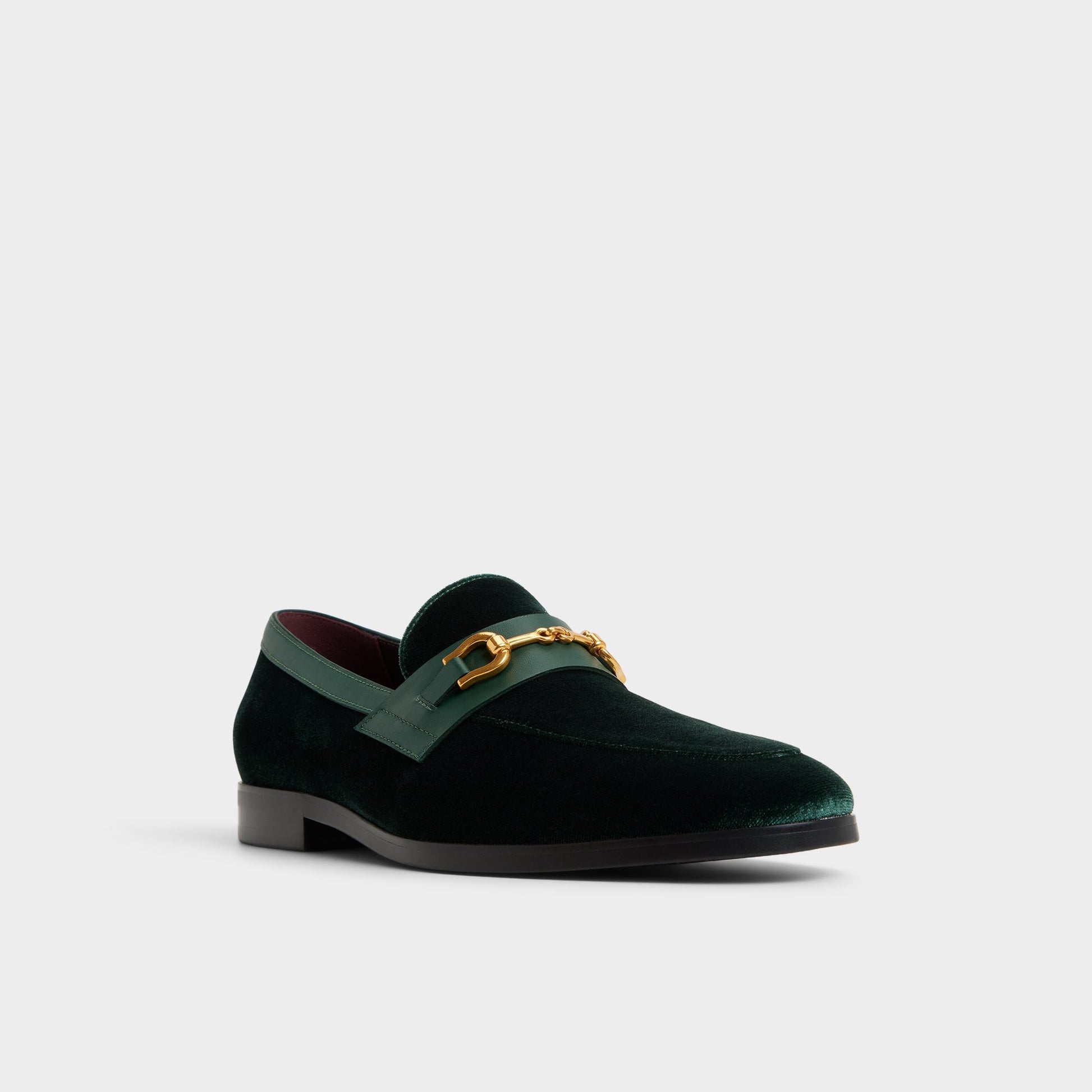 Three-quarter angle of Dark green Samuel Loafer's front side