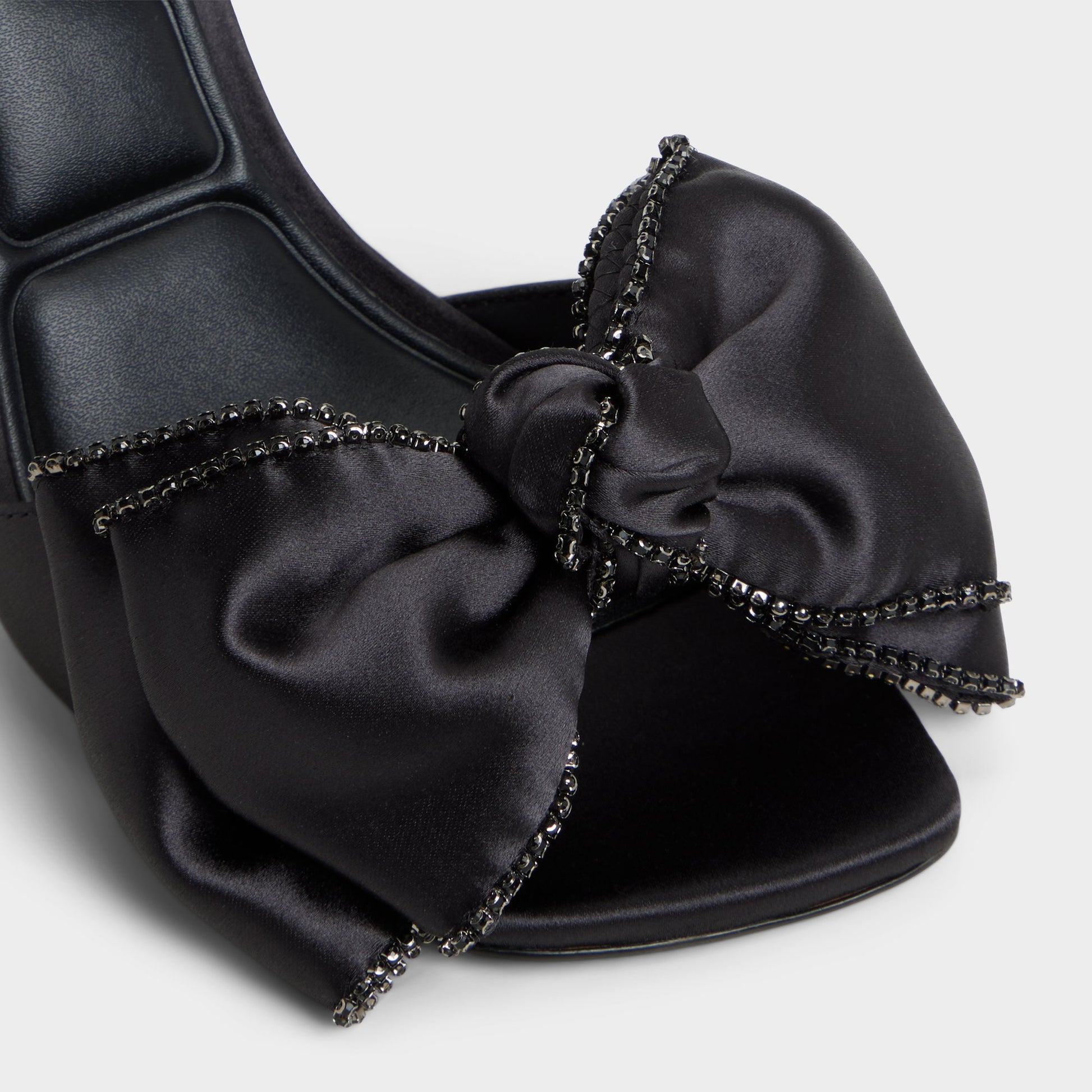 Close-up of the Black Tinsel Strappy heeled sandal