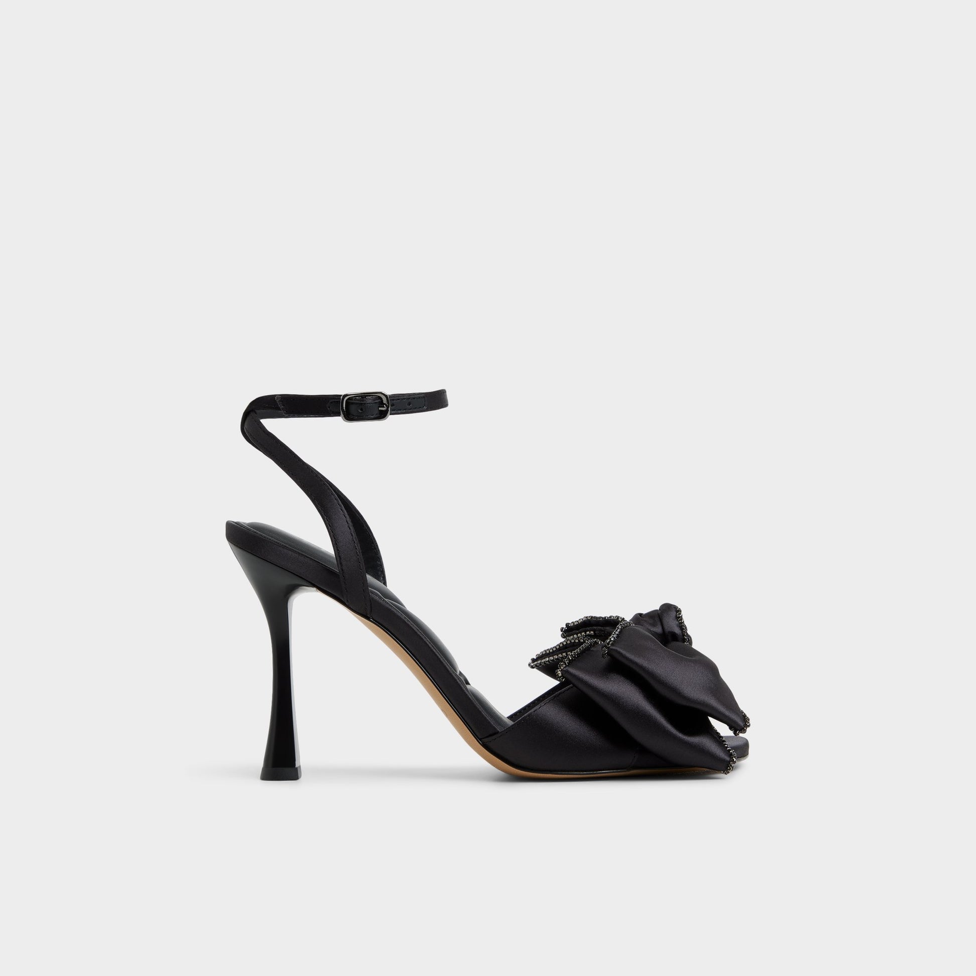 Main View of Black Tinsel Strappy heeled sandal for Womens