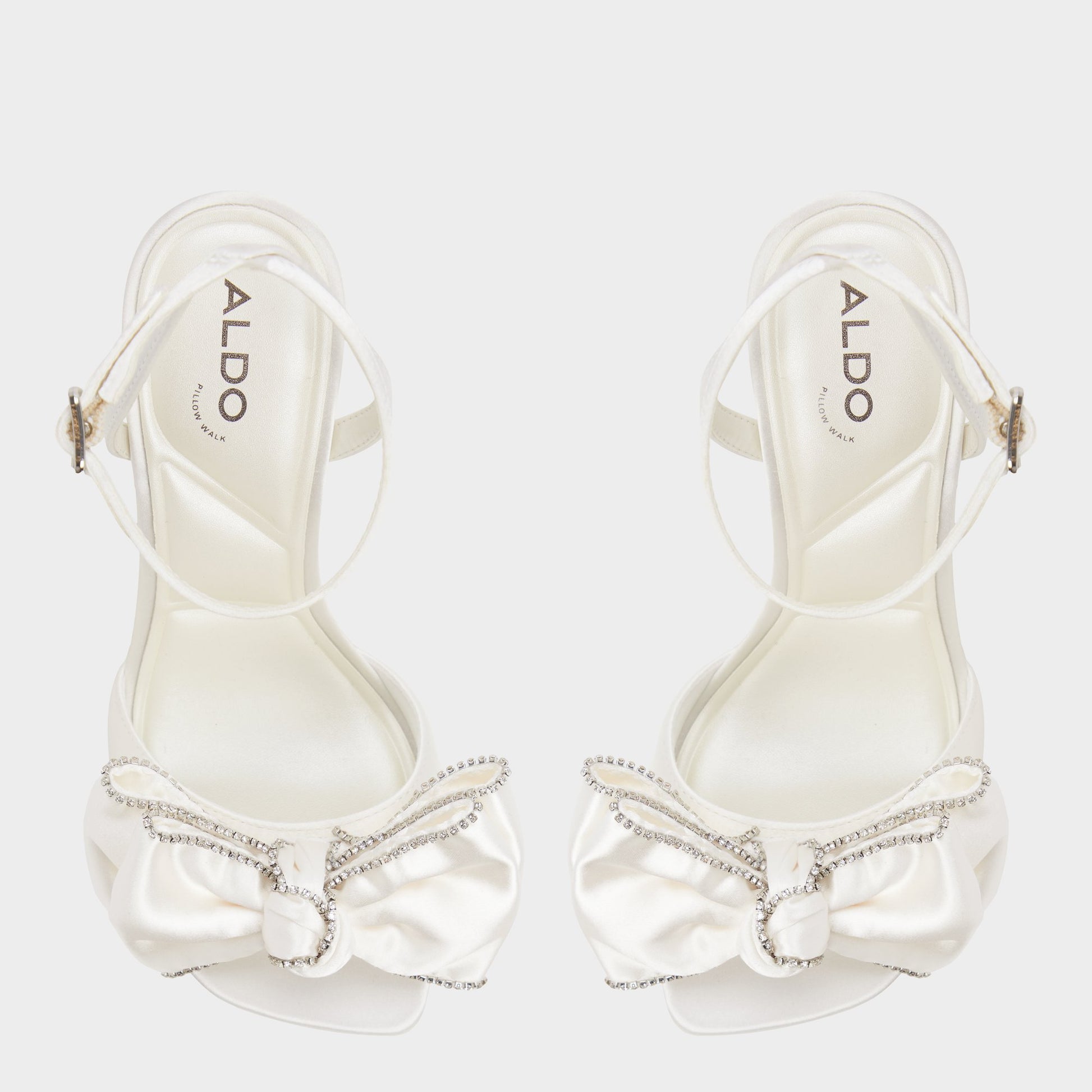 Top-down view of the Other white Tinsel Strappy heeled sandal