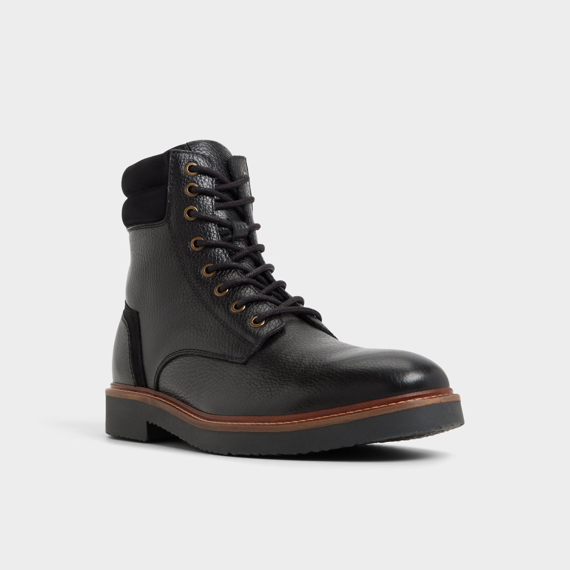 Three-quarter angle of Black Kaisonn Lace-up boot's front side