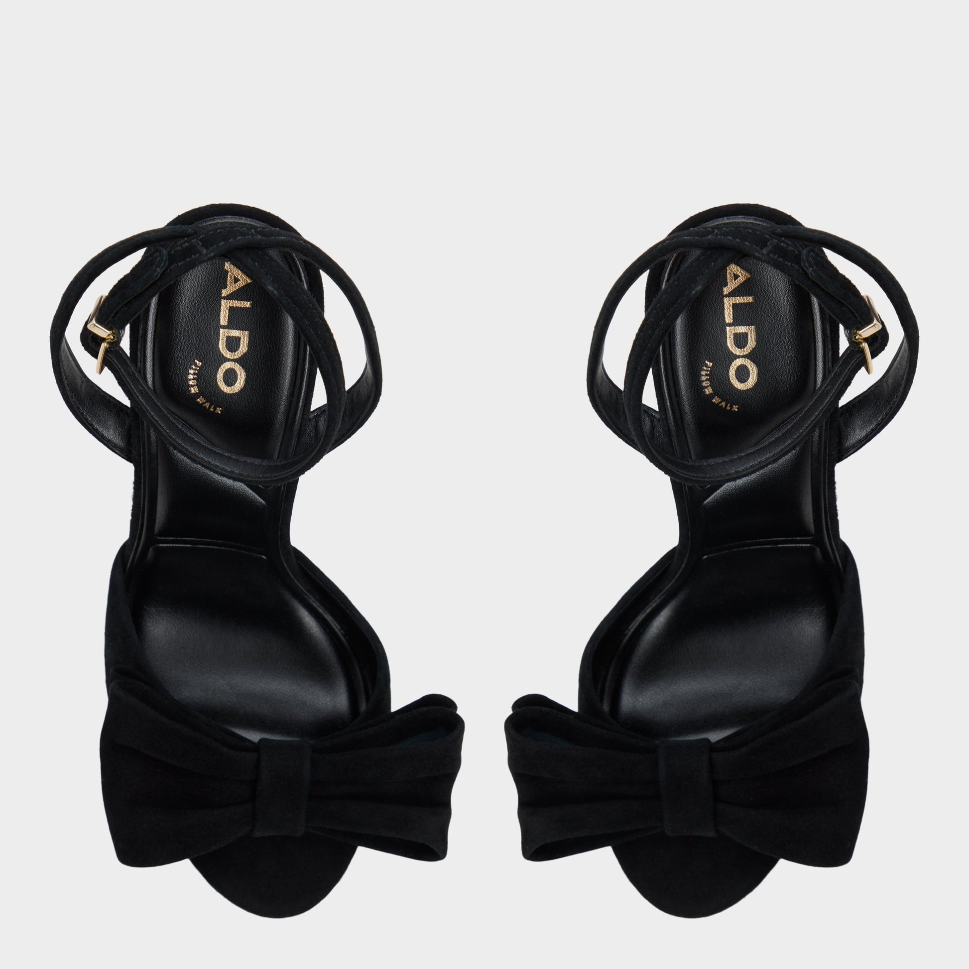 Top-down view of the Other Black Tinsletta Strappy heeled sandal
