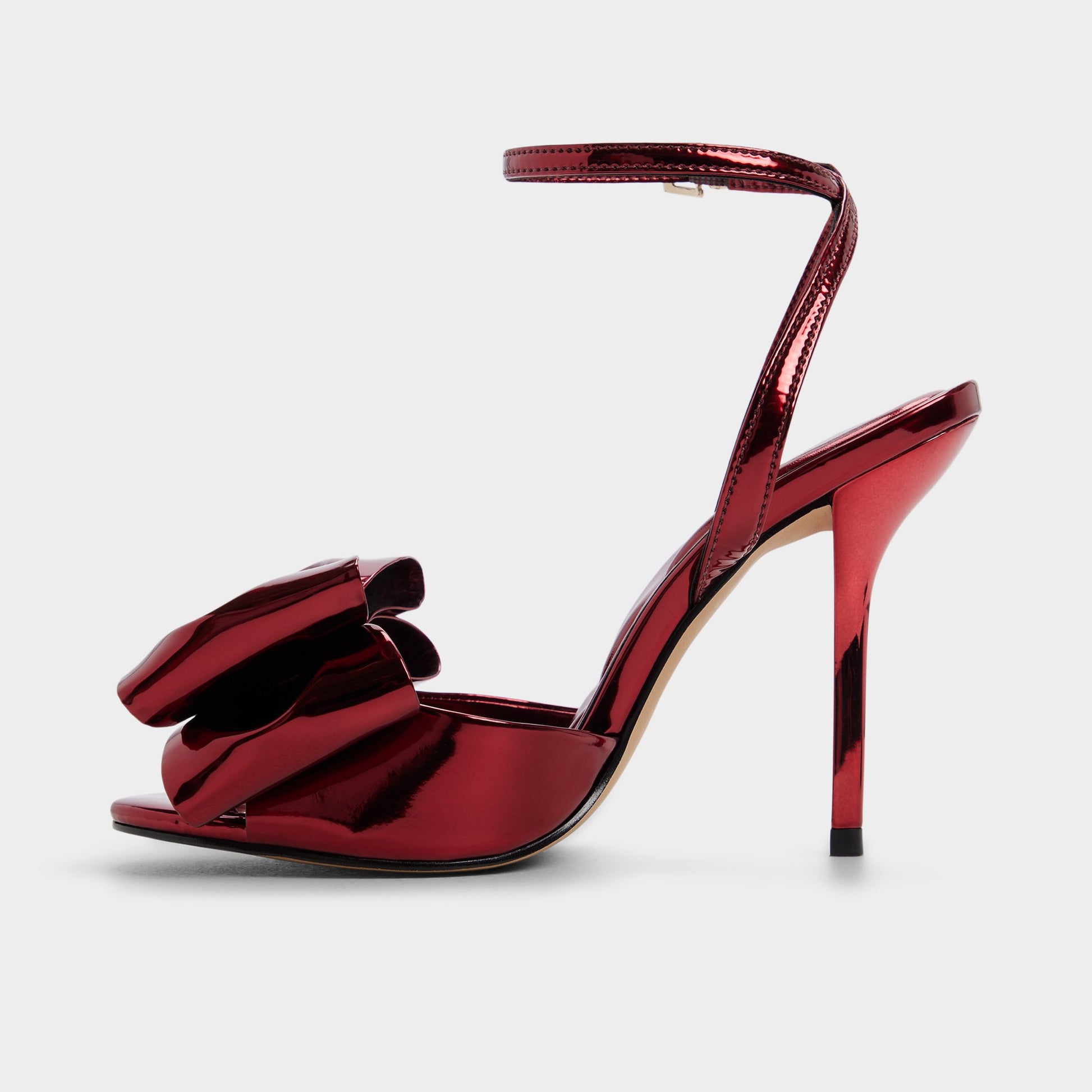 Side view of Medium Red Tinsletta Heeled sandal