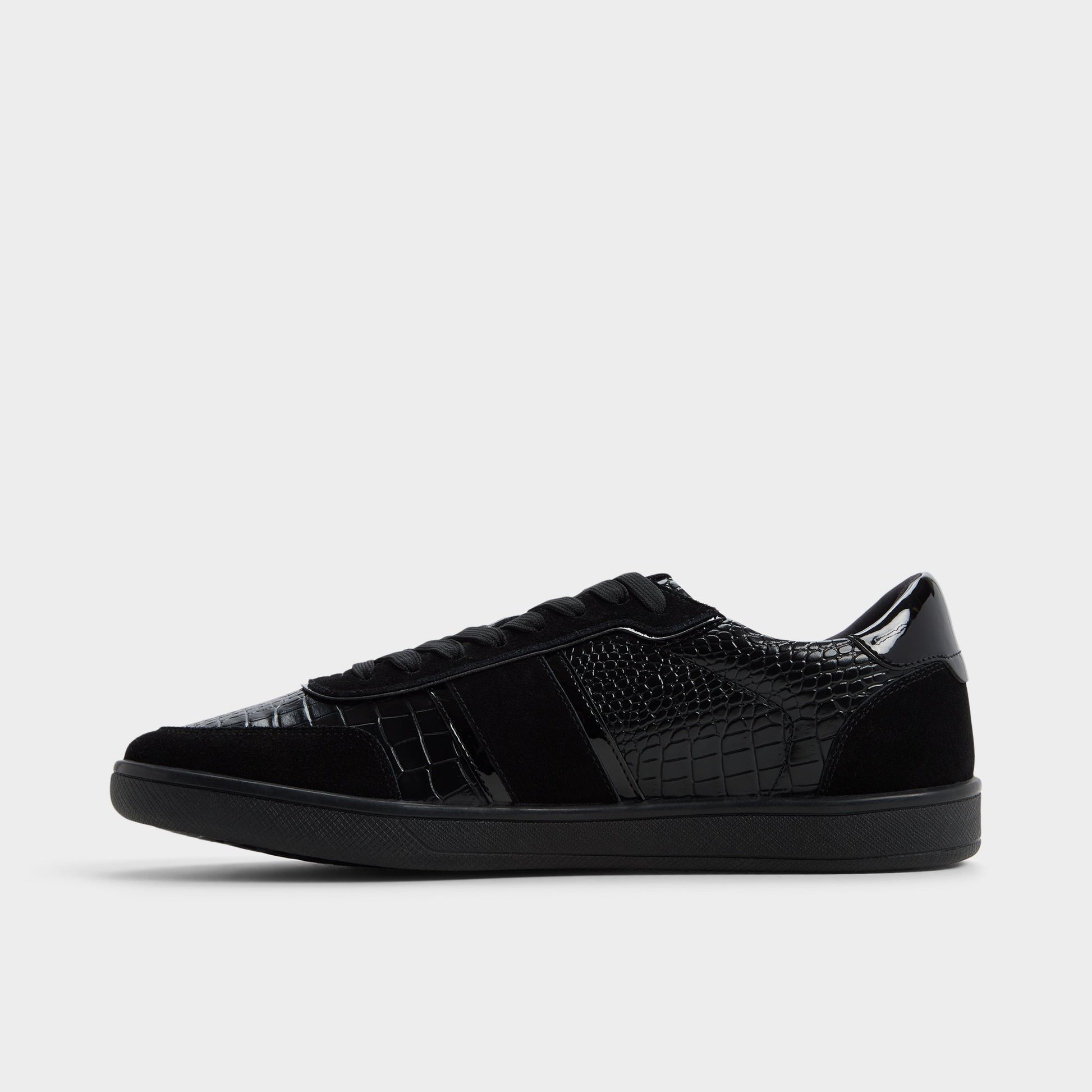Side view of Black Combo Uptown Low top sneaker
