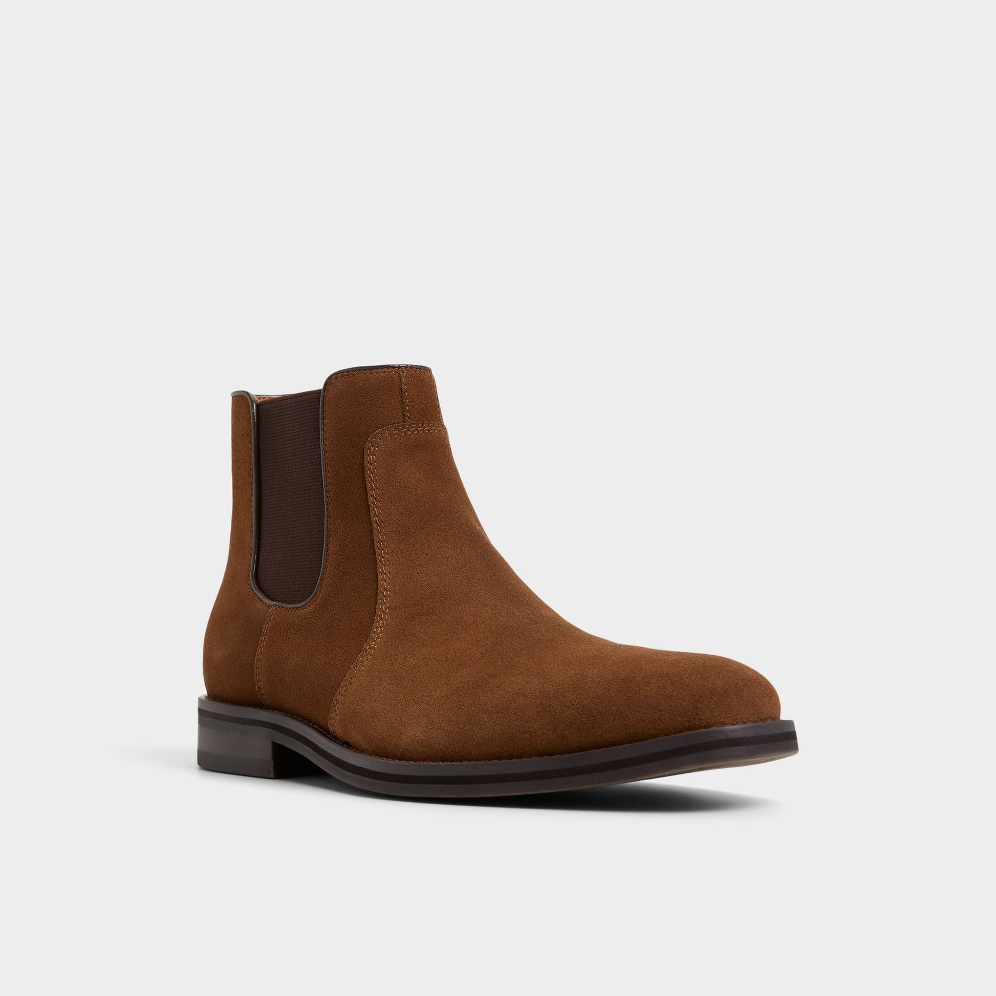 Three-quarter angle of Medium Brown Hunter Chelsea boot's front side