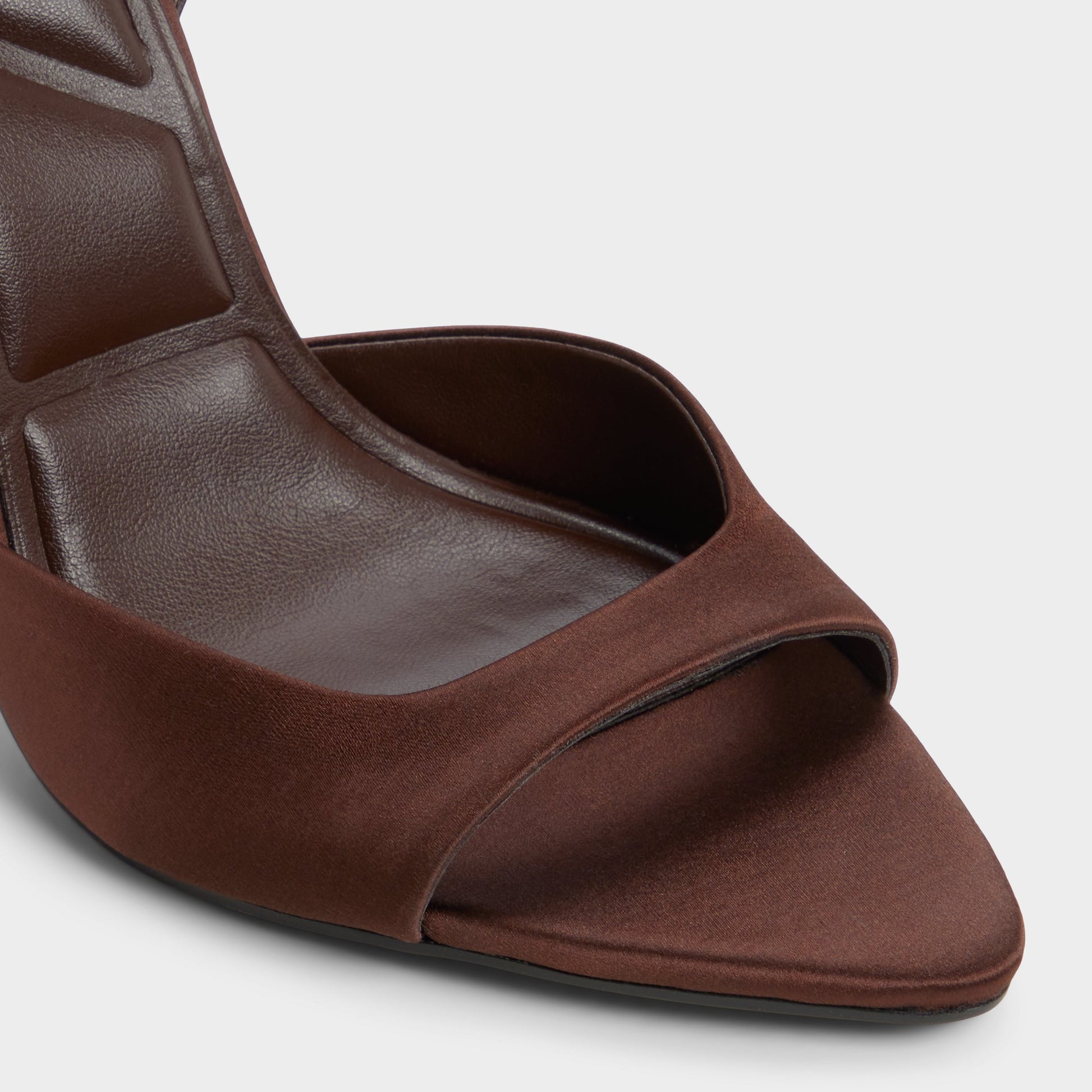 Close-up of the Dark Brown Forevermore Strappy heeled sandal