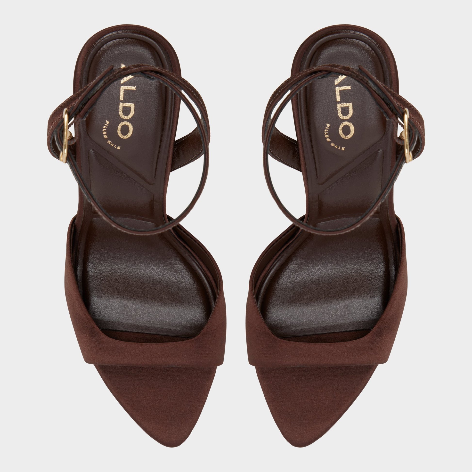 Top-down view of the Dark Brown Forevermore Strappy heeled sandal