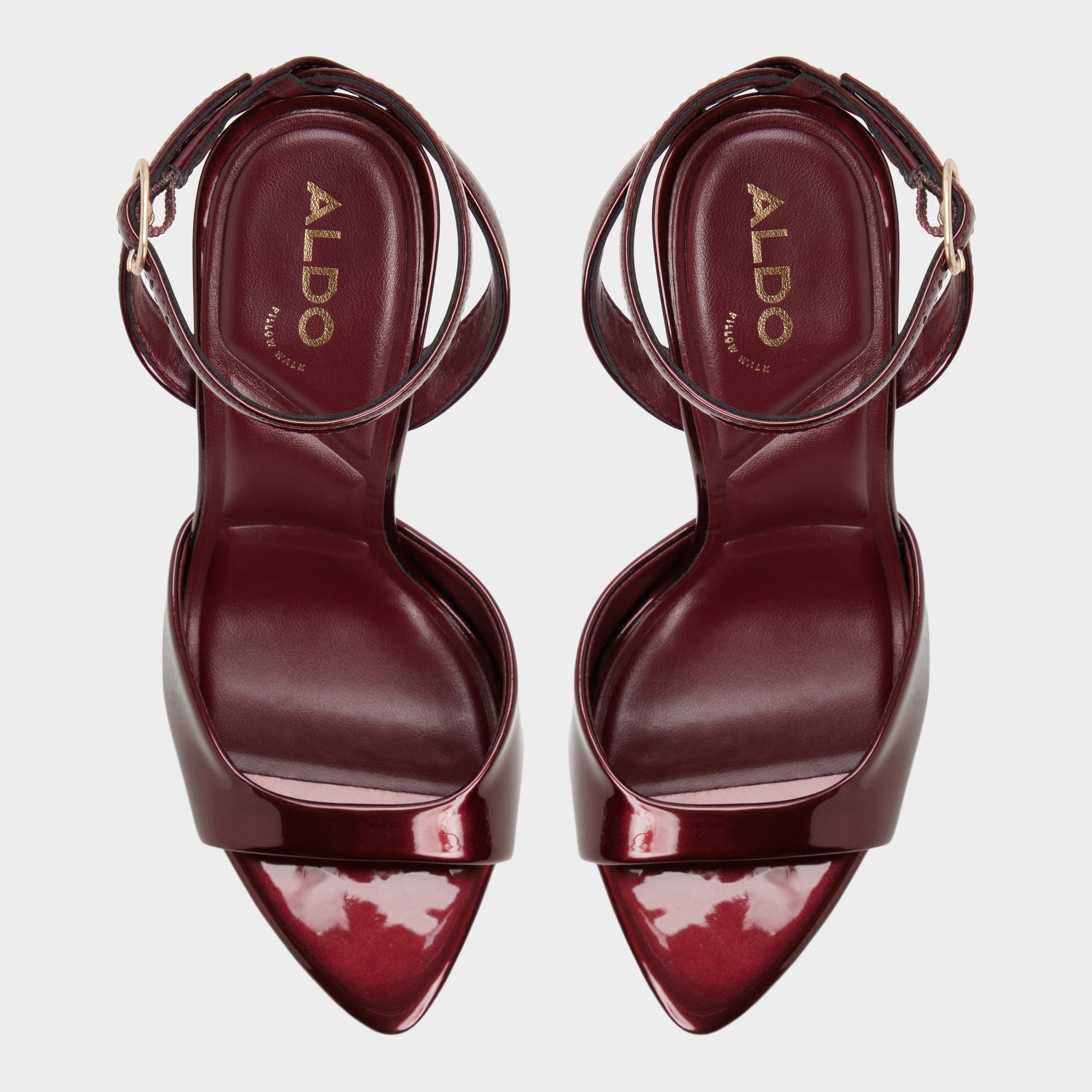Top-down view of the Medium red Forevermore Strappy heeled sandal