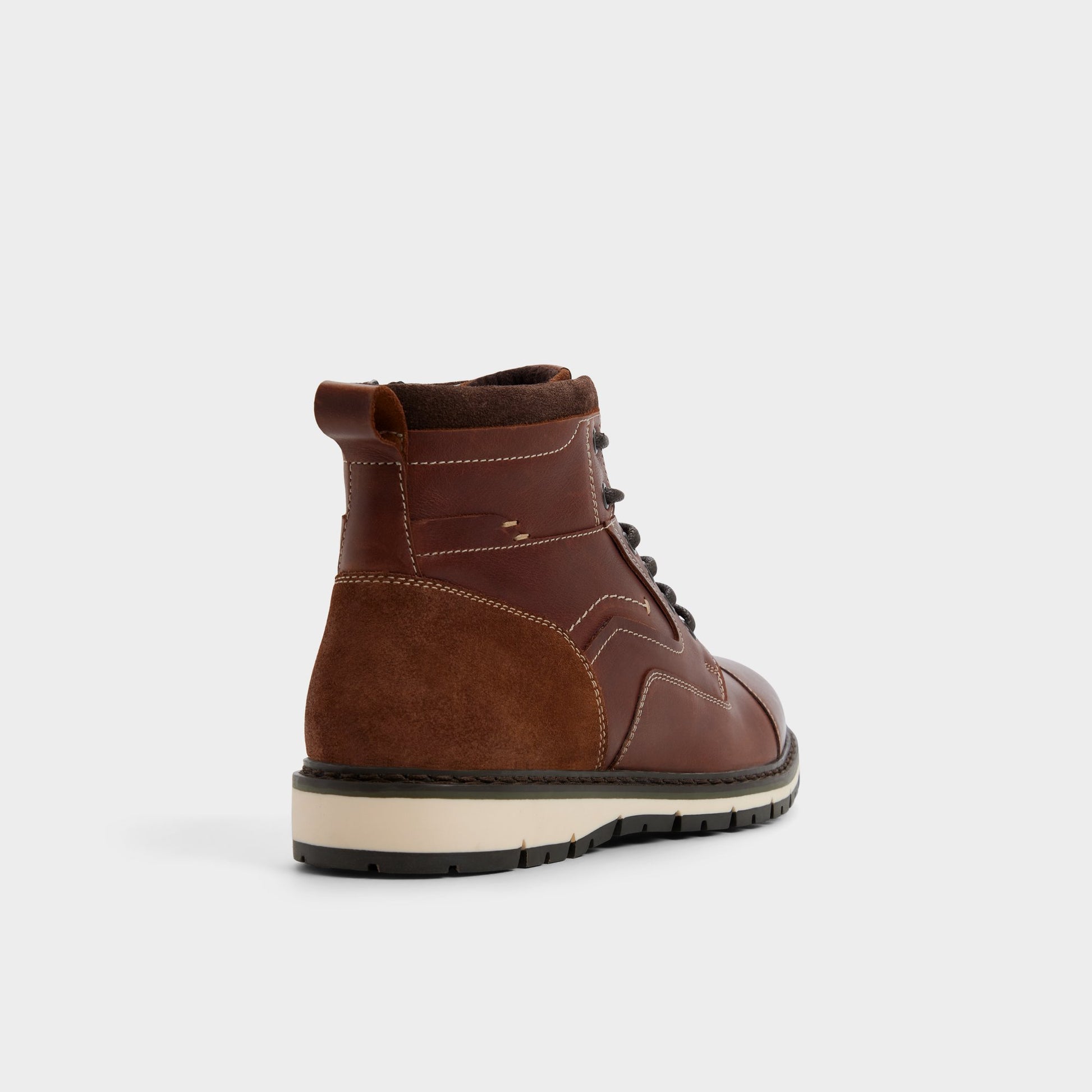 Three-quarter angle of Cognac Armie Lace-up boot's back side
