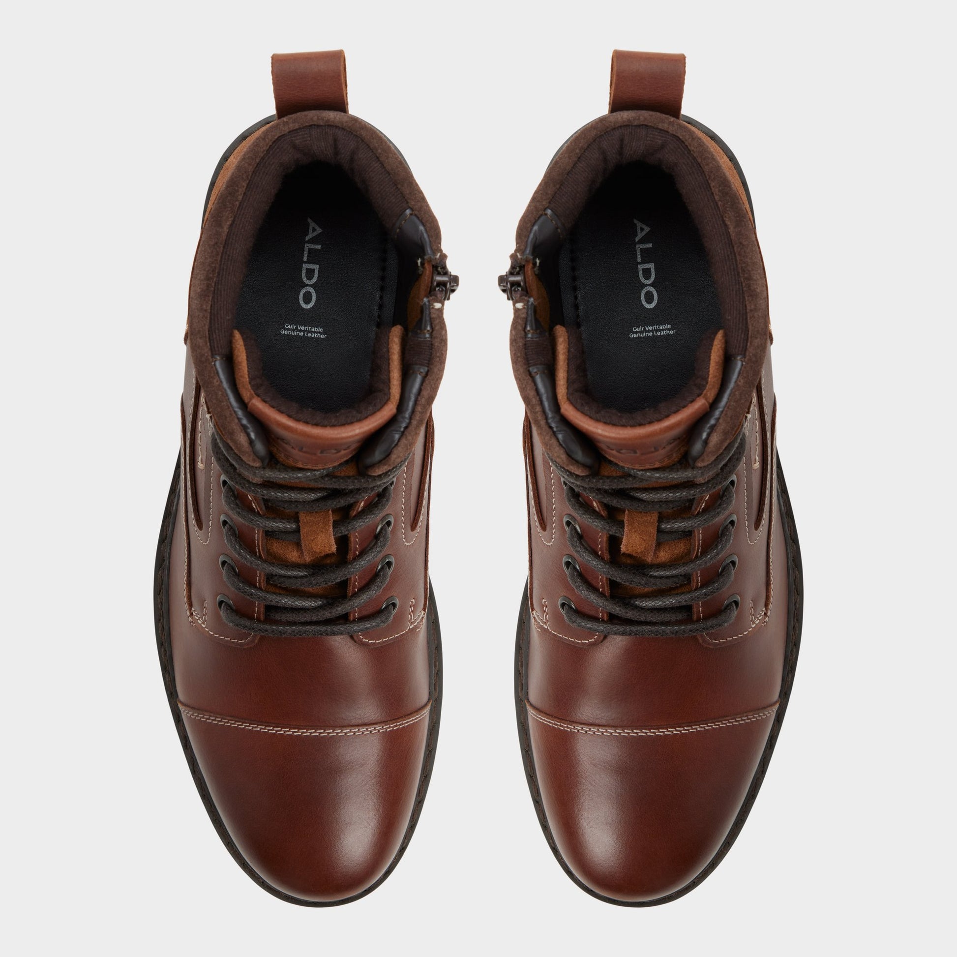 Top-down view of the Cognac Armie Lace-up boot
