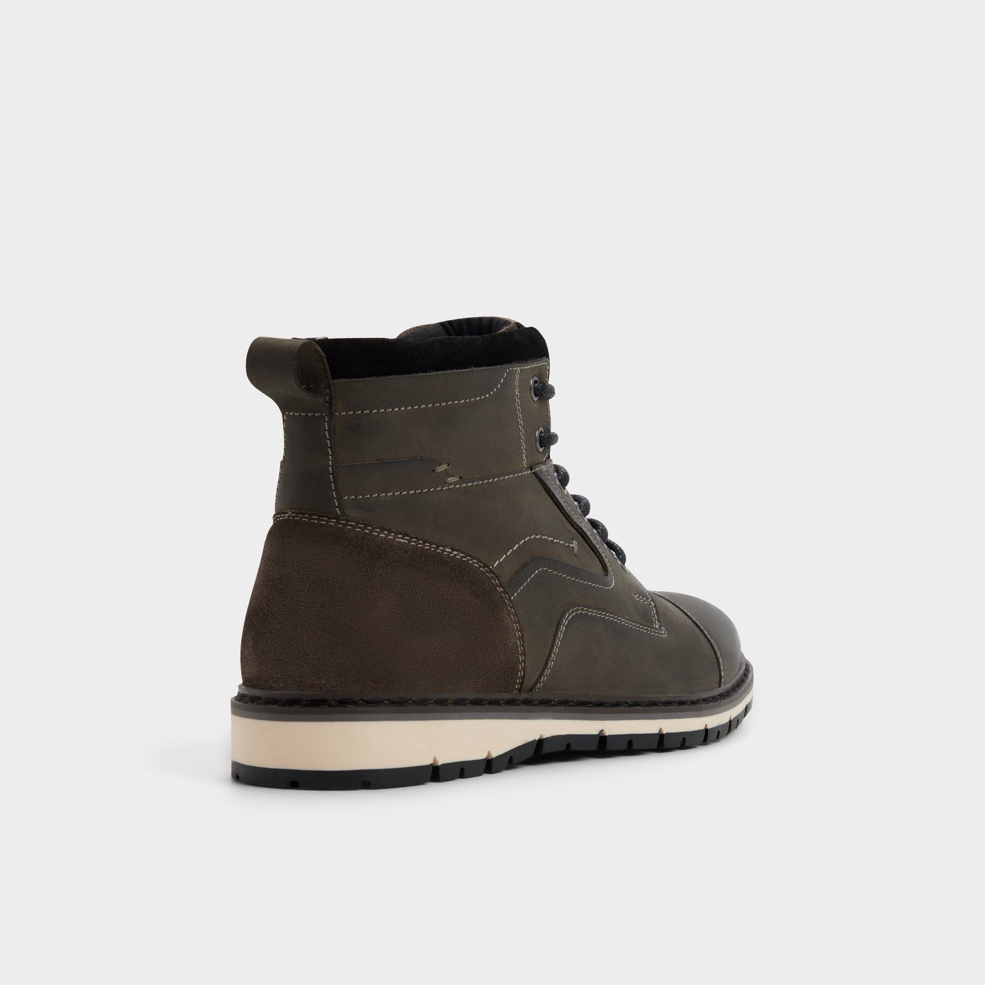 Three-quarter angle of Dark grey Armie Lace-up boot's back side