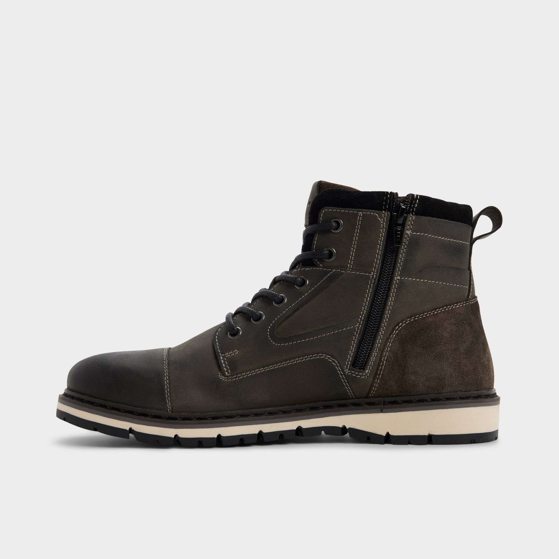 Side view of Dark grey Armie Lace-up boot