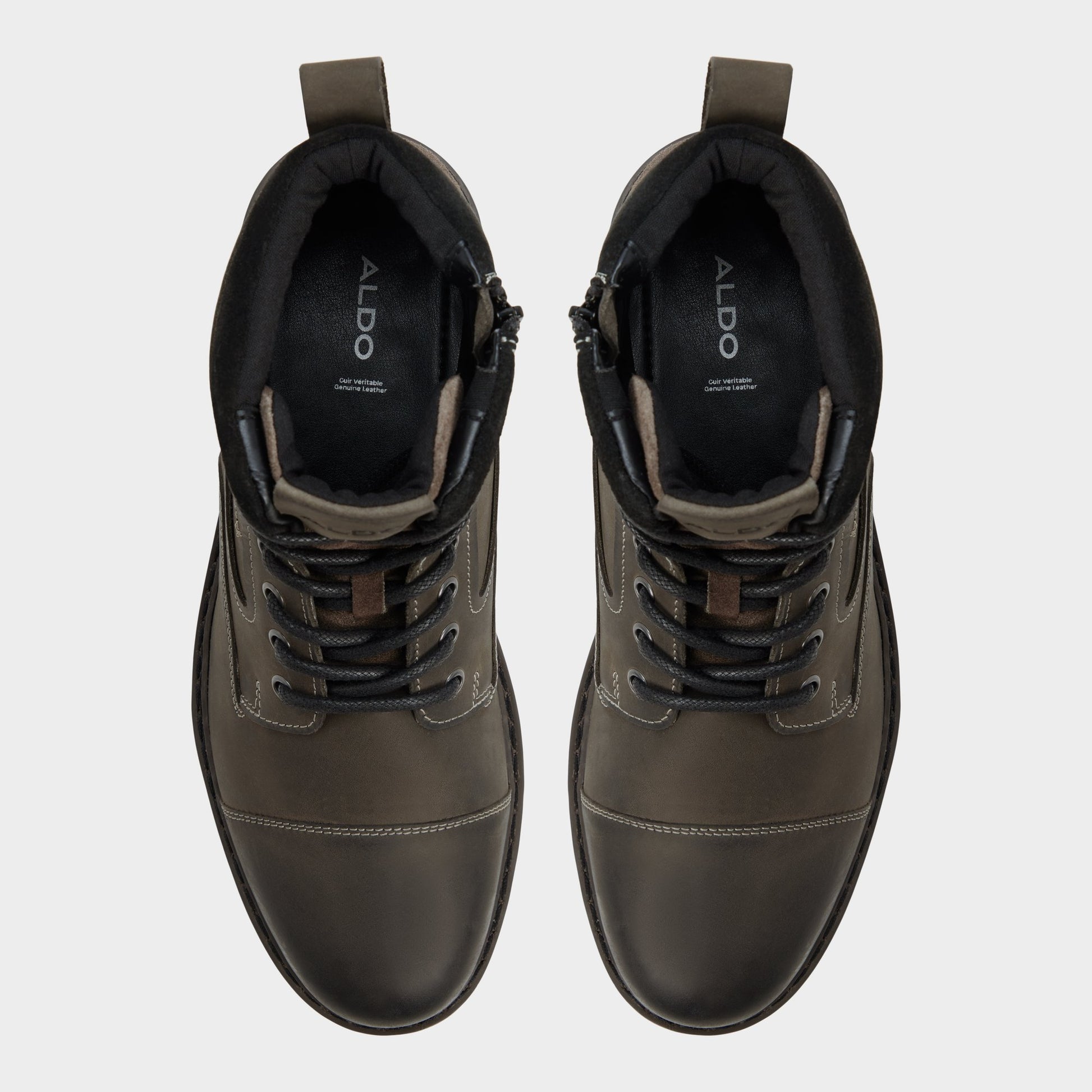Top-down view of the Dark grey Armie Lace-up boot