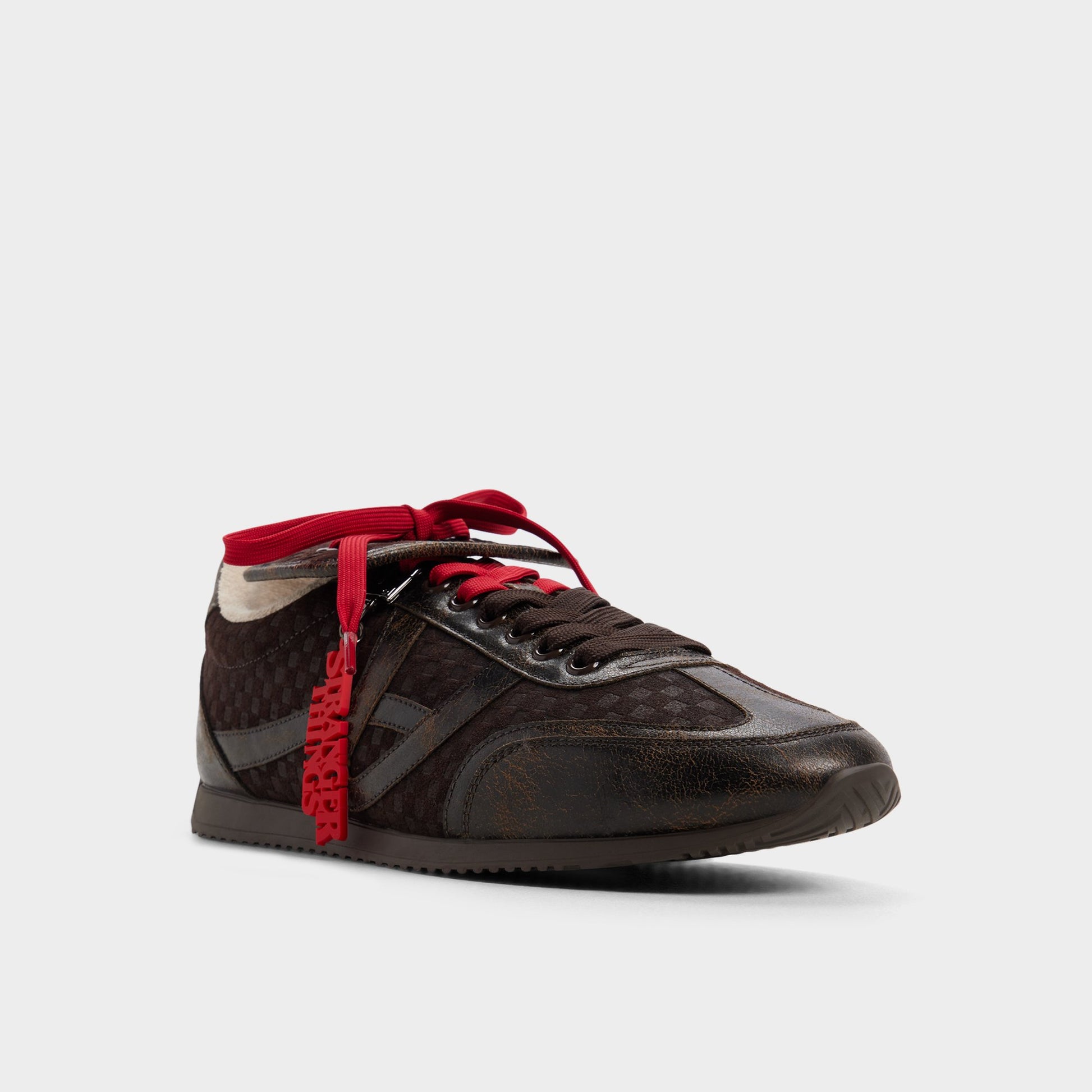 Three-quarter angle of Brown Thevoid Men's sneaker's front side