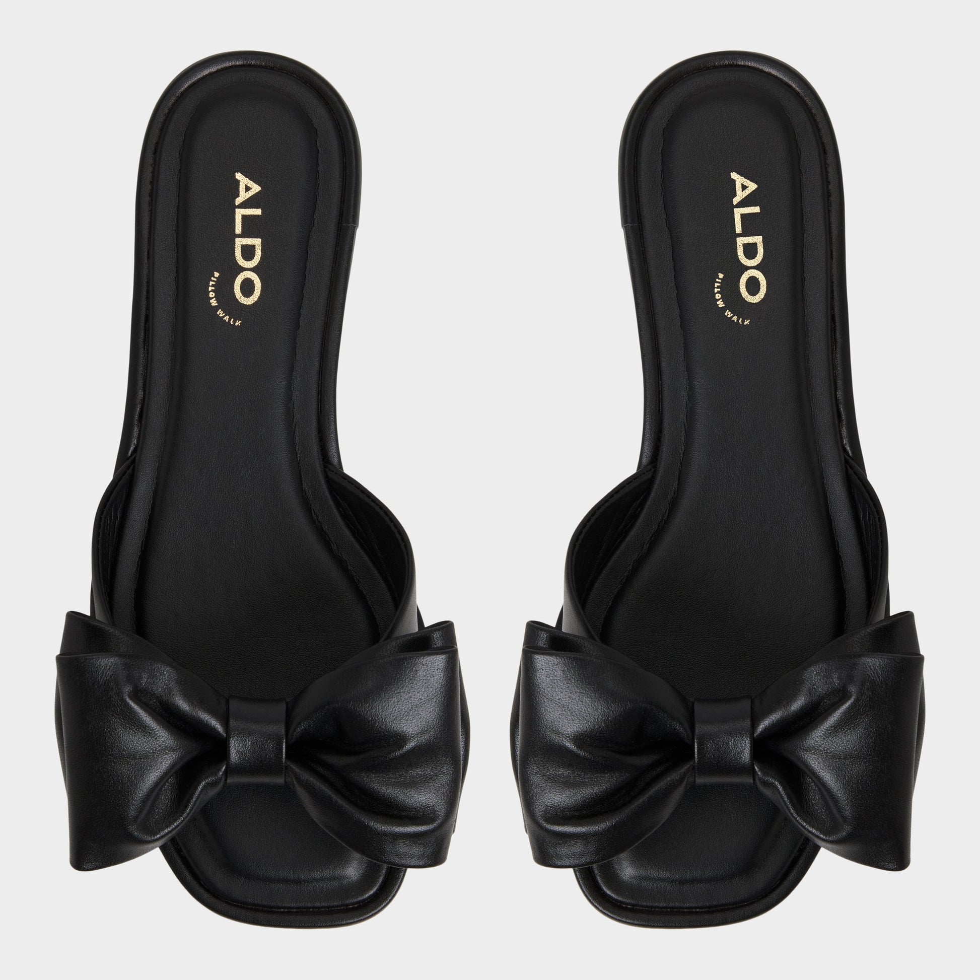 Top-down view of the Black Bowetta Slide sandal