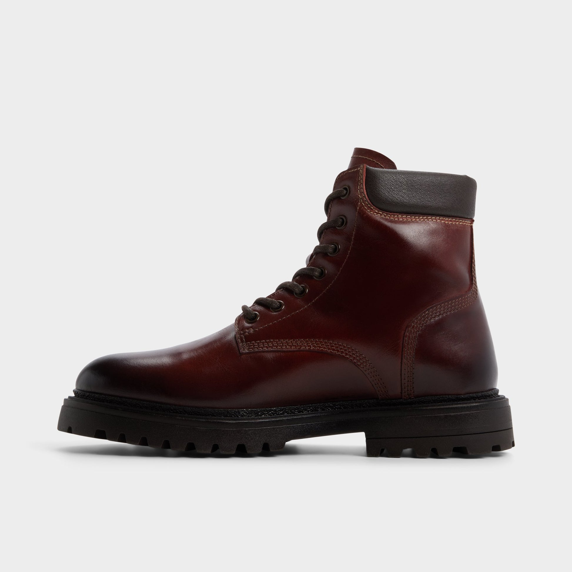 Side view of Medium brown Draco Combat boot