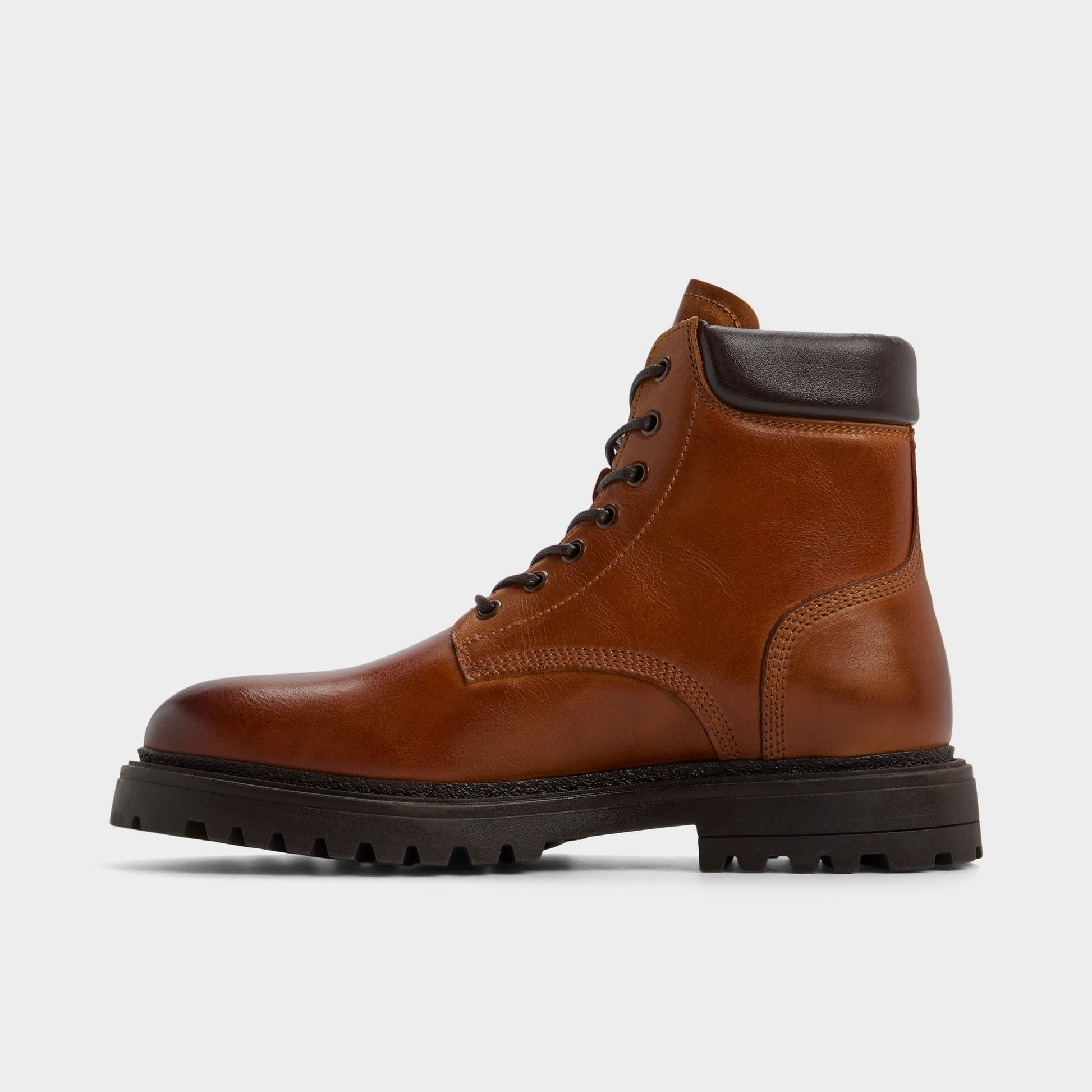 Side view of Cognac Draco Combat boot